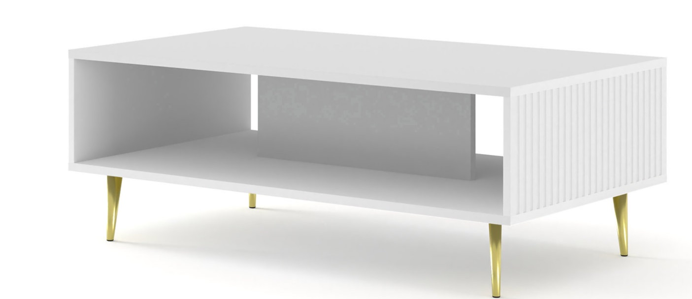 E-shop ARTBm Konferenčný stolík RAVENNA B 90 | biela matná Prevedenie: Biela matná  / zlaté nohy
