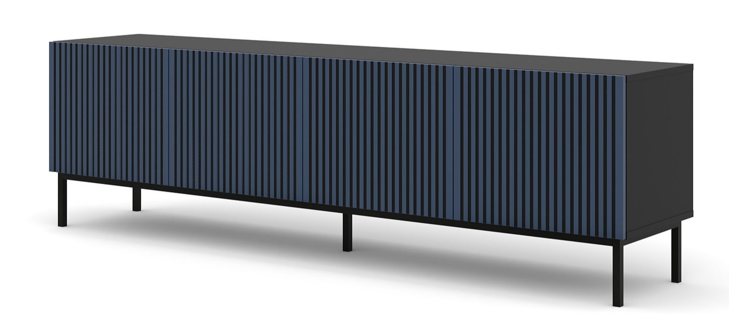 E-shop ARTBm TV stolík RAVENNA F 4D 200 | čierna matná / modrá Prevedenie: Čierny mat / modrá / čierna kovová podnož