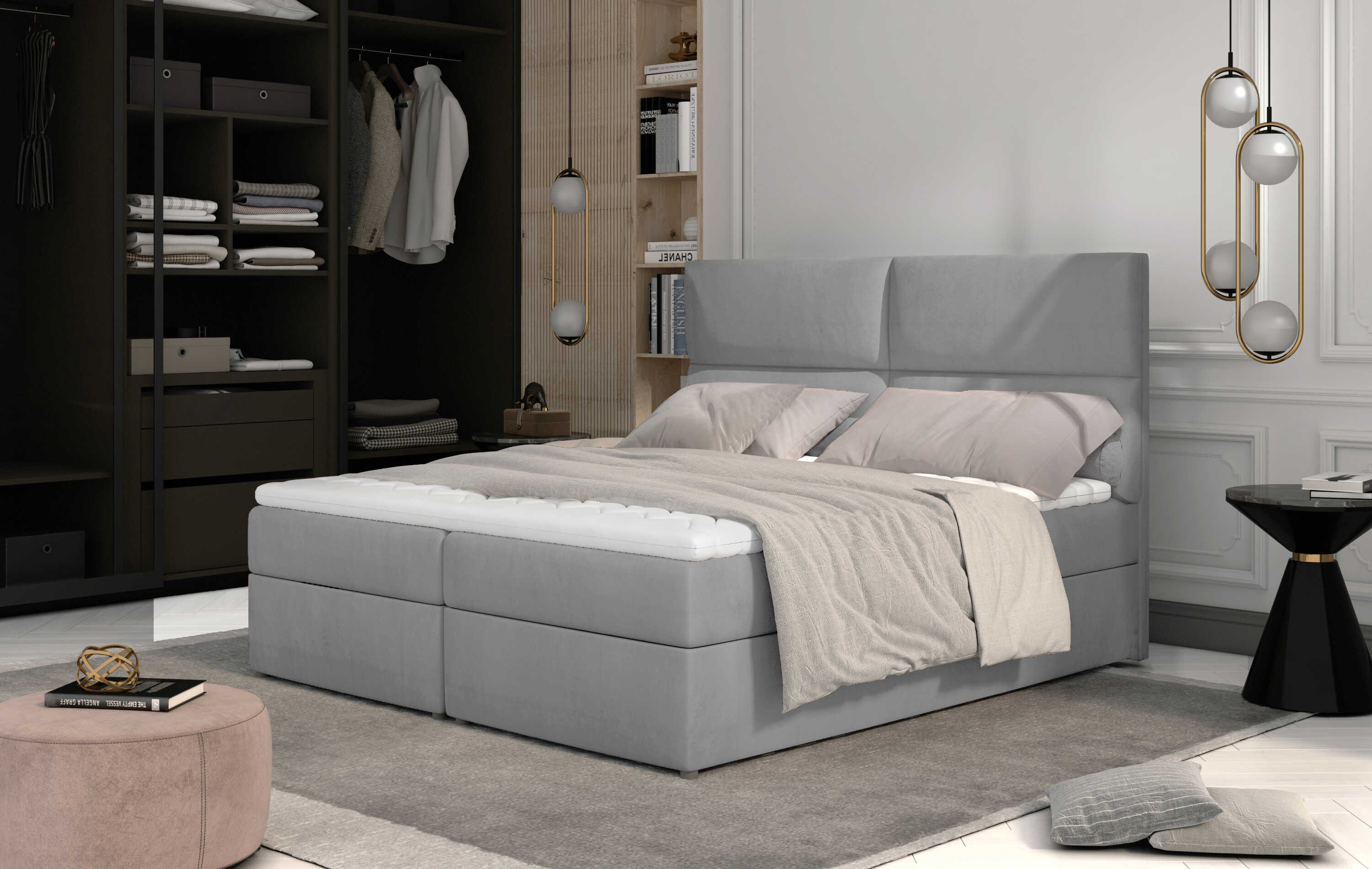 ArtElta Manželská posteľ AMBER Boxspring | 180 x 200 cm Farebné prevedenie AMBER: Monolith 84