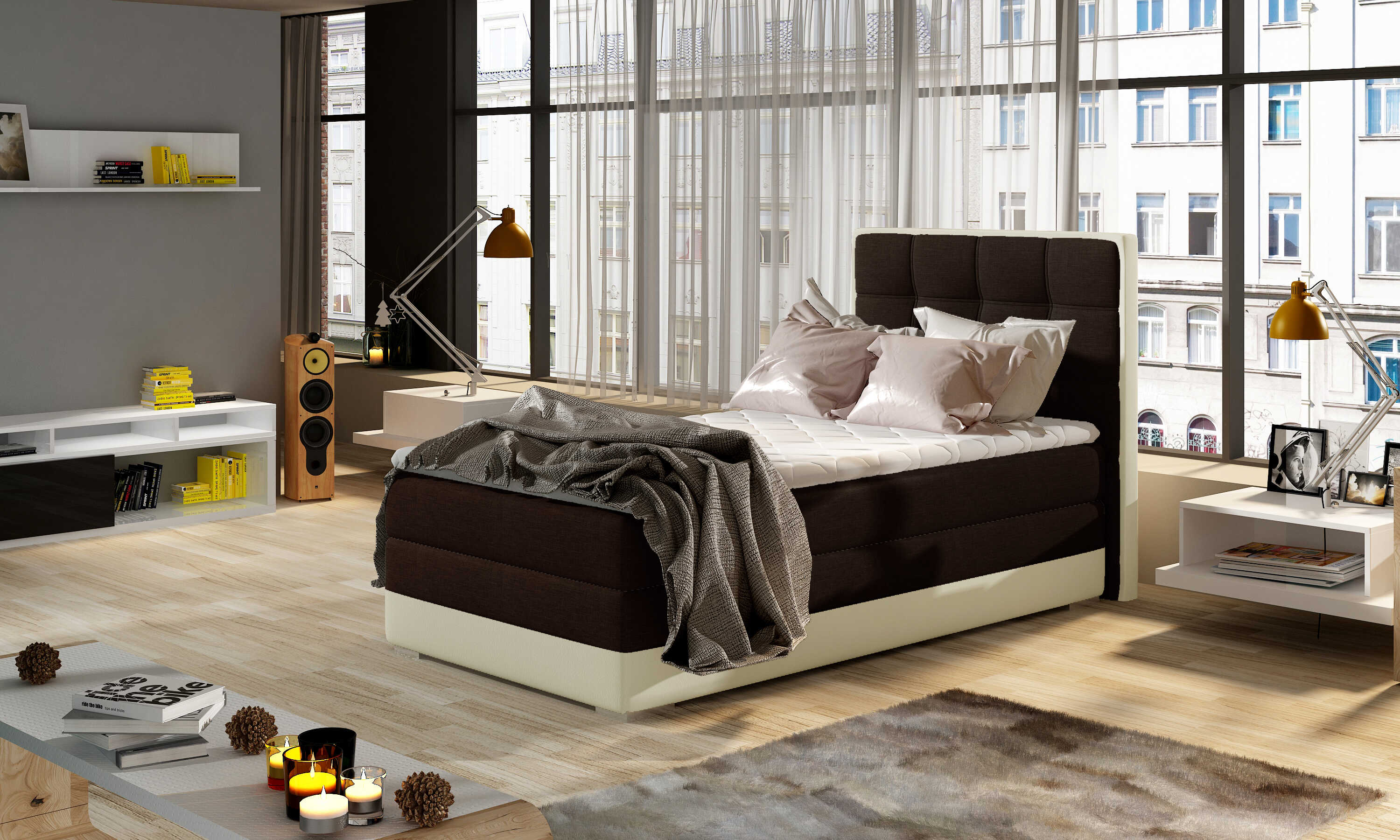 E-shop ArtElta Jednolôžková posteľ ASTER 90 | ľavá Farba ASTER 90: Sawana 26/Soft 33