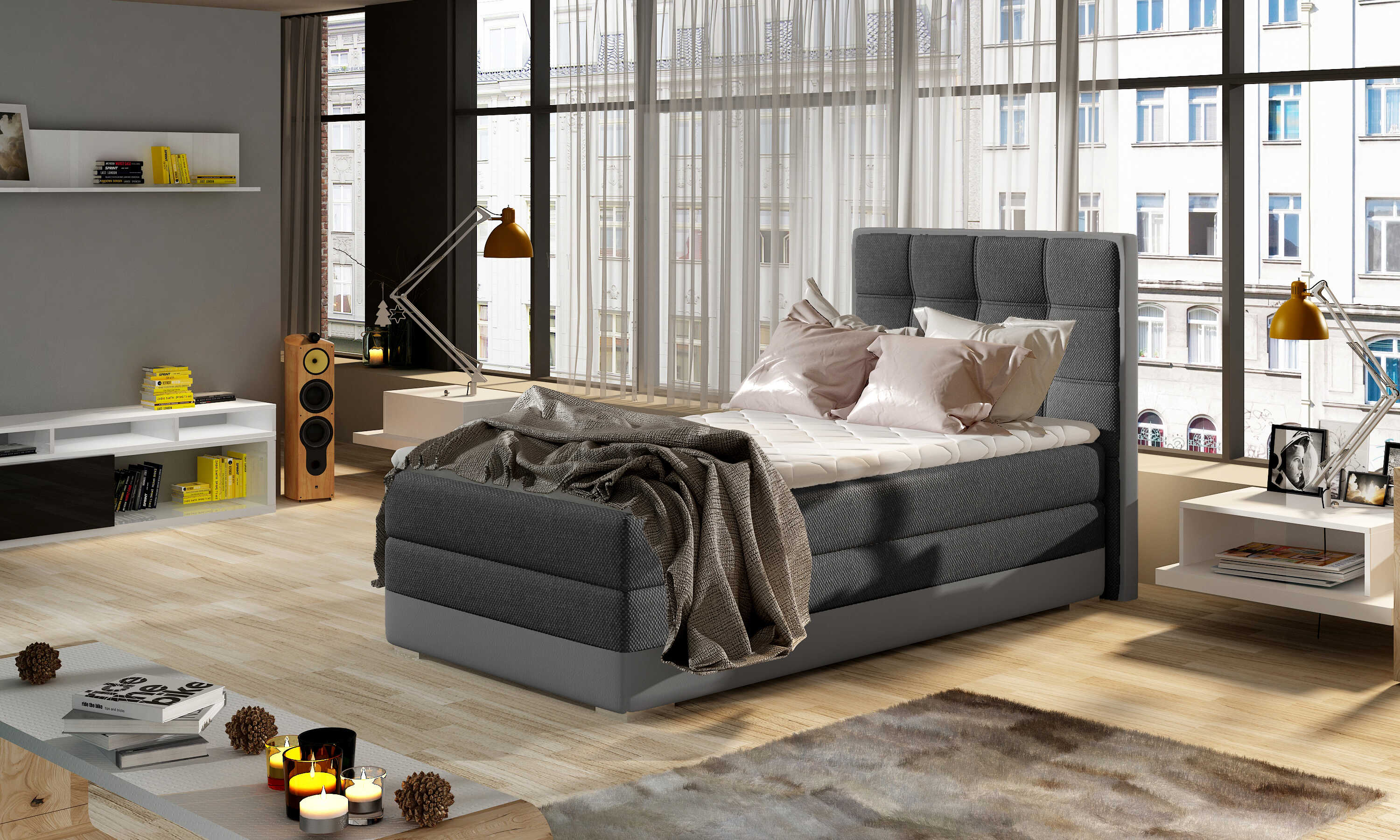 E-shop ArtElta Jednolôžková posteľ ASTER 90 | ľavá Farba ASTER 90: Inari 96/Soft 29