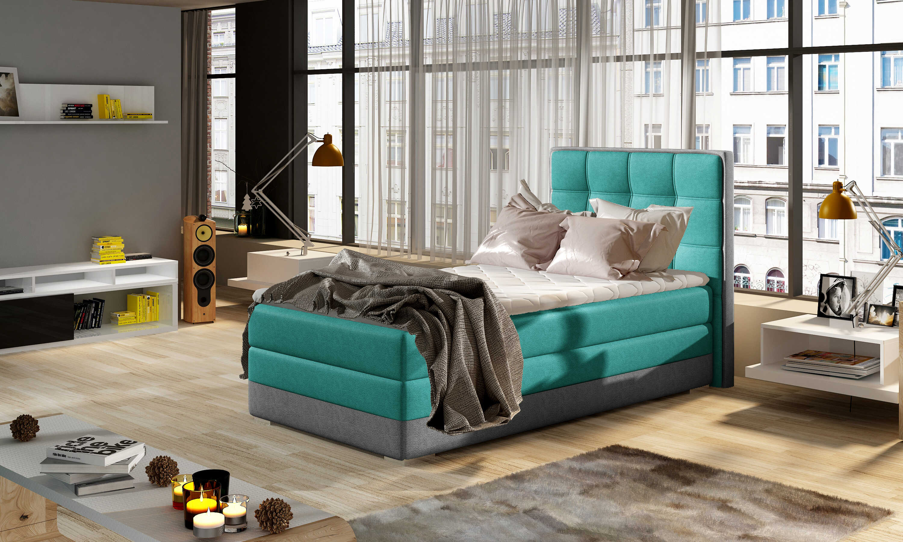 E-shop ArtElta Jednolôžková posteľ ASTER 90 | ľavá Farba ASTER 90: Dora 85/Dora 90