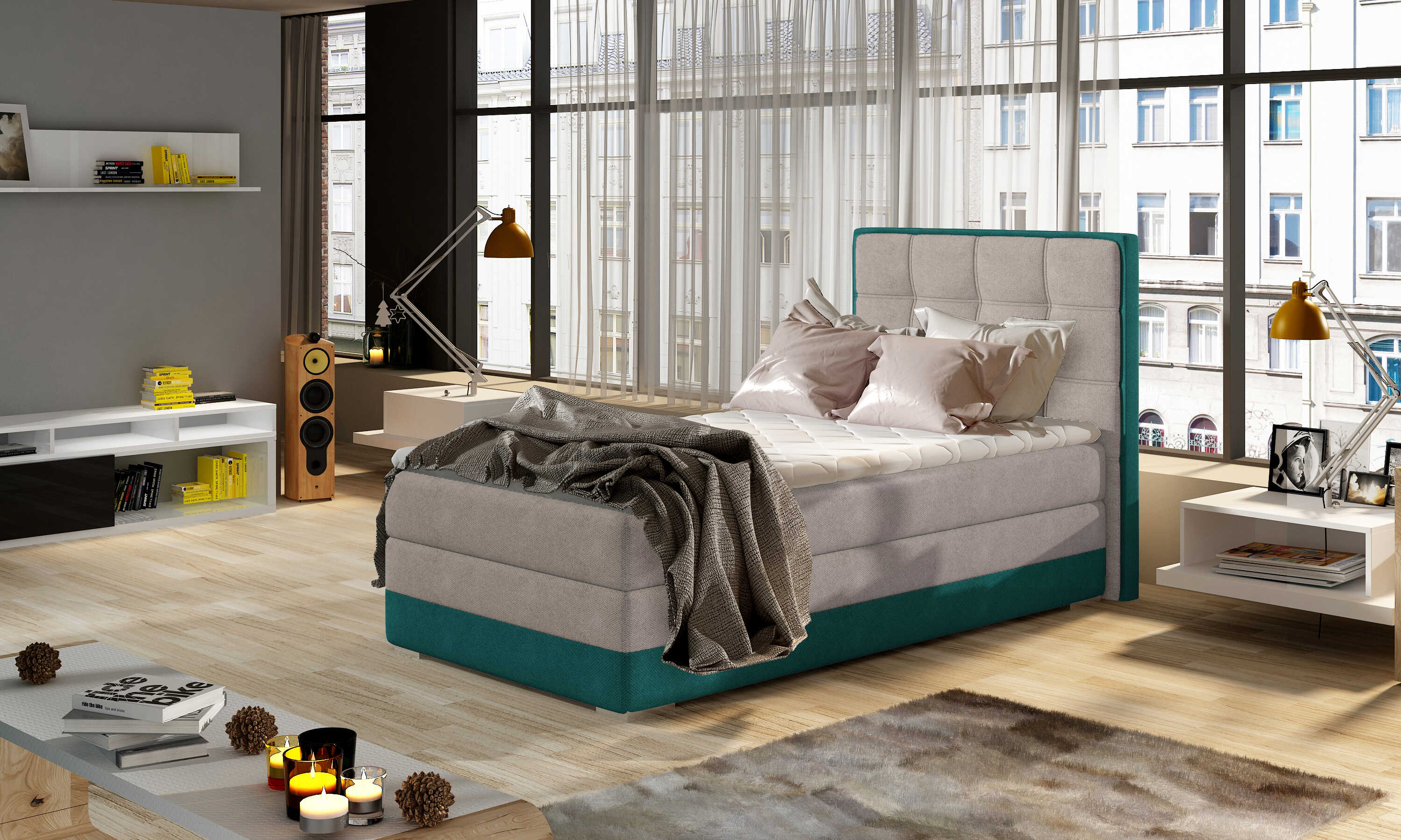 E-shop ArtElta Jednolôžková posteľ ASTER 90 | ľavá Farba ASTER 90: Orinoco 21/Orinoco 85