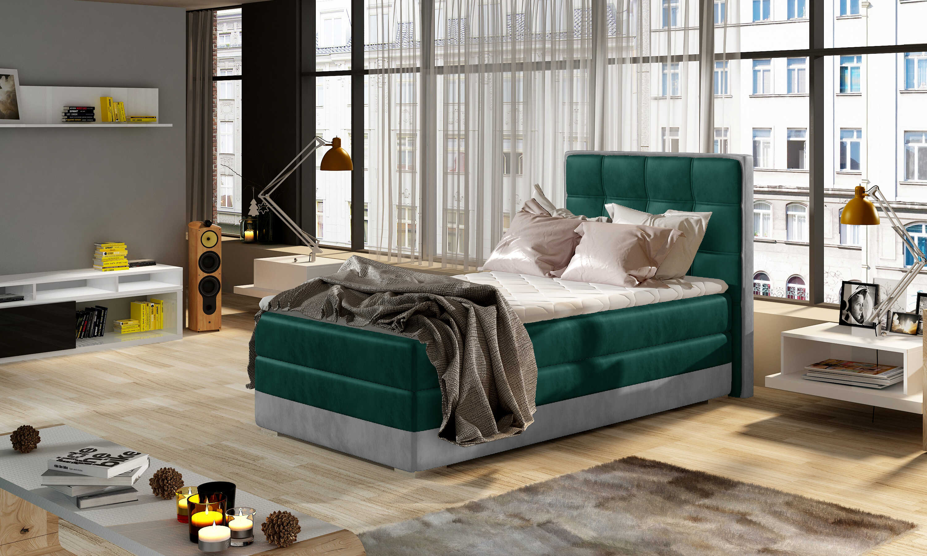 E-shop ArtElta Jednolôžková posteľ ASTER 90 | ľavá Farba ASTER 90: Monolith 37/Monolith 84