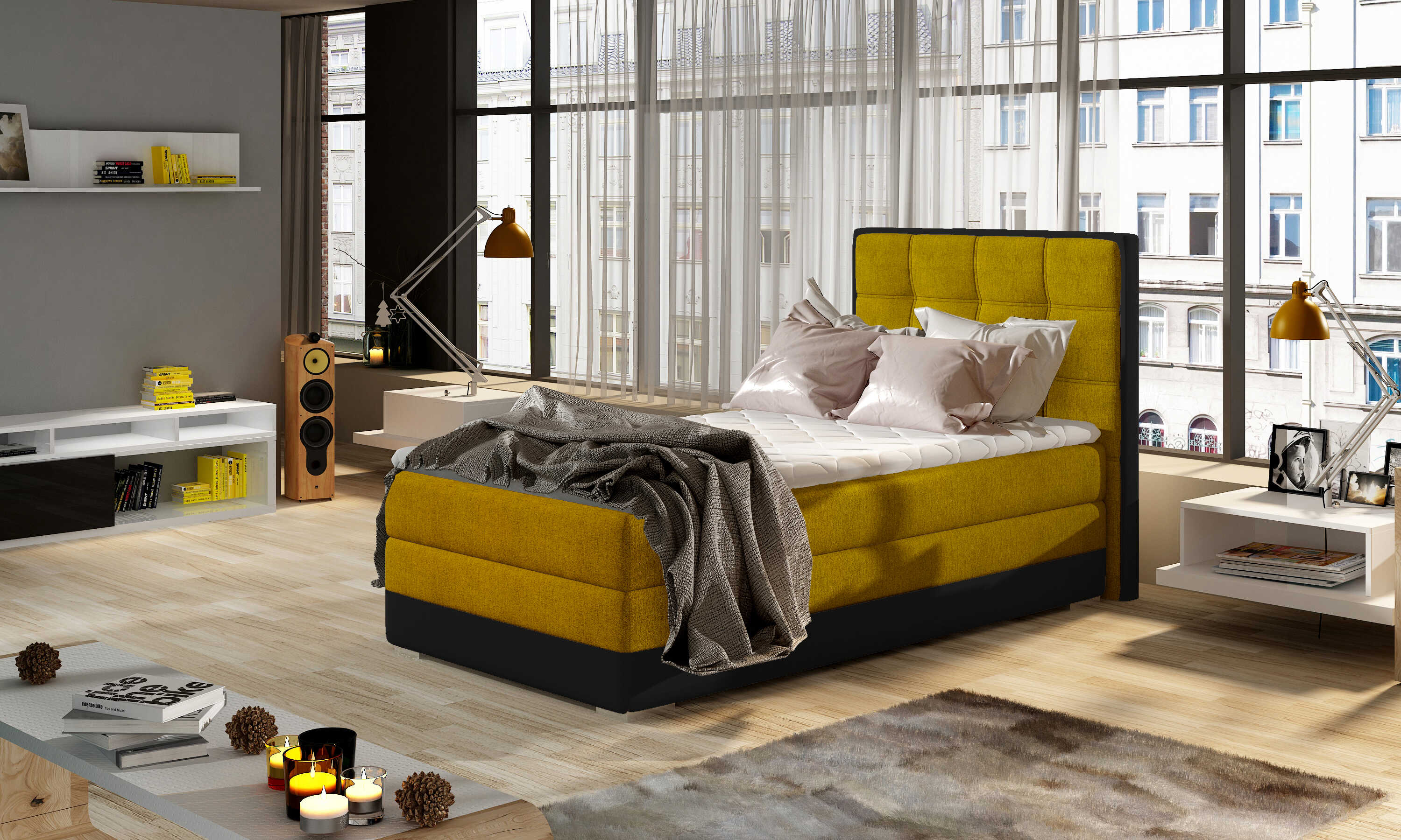 E-shop ArtElta Jednolôžková posteľ ASTER 90 | ľavá Farba ASTER 90: Omega 68/Soft 11