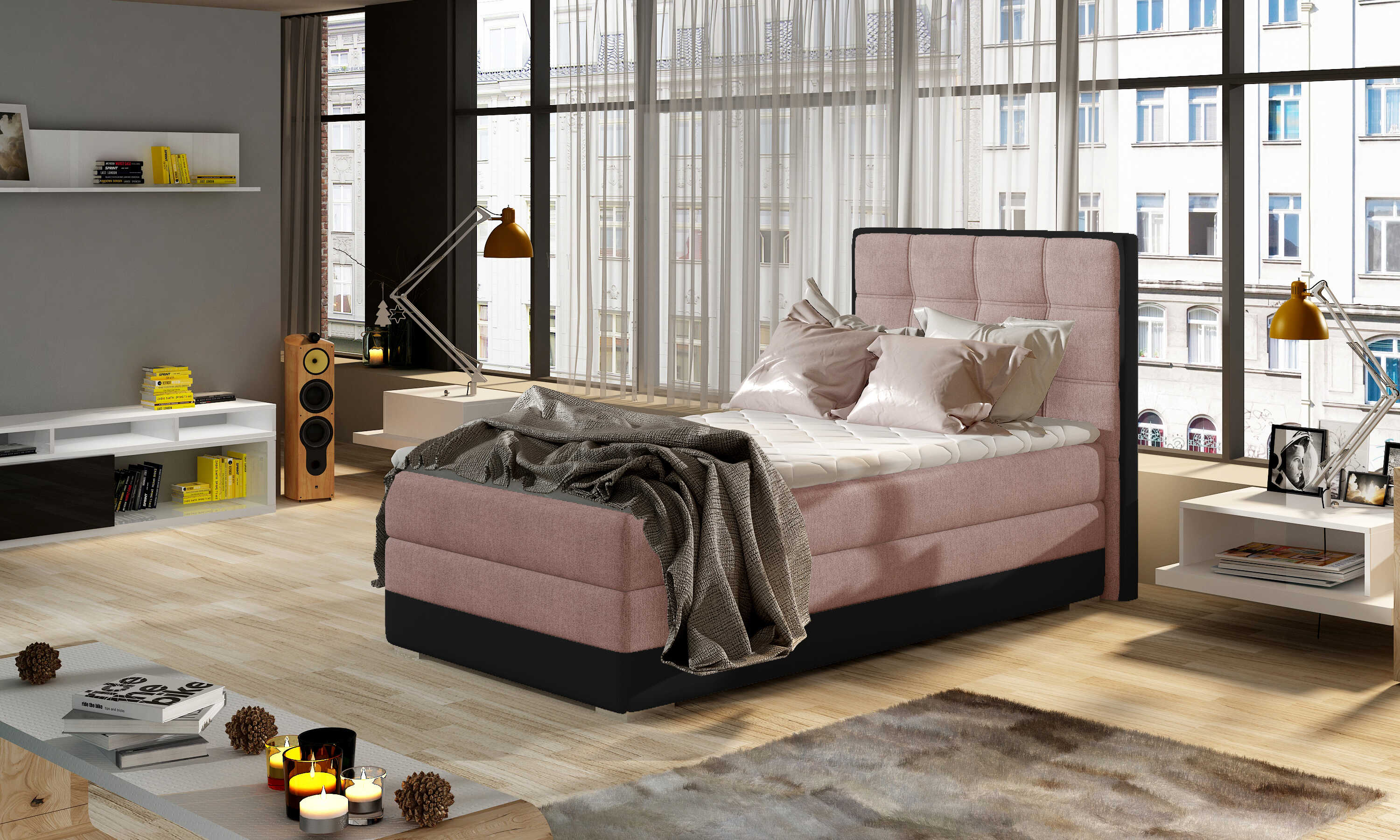 E-shop ArtElta Jednolôžková posteľ ASTER 90 | ľavá Farba ASTER 90: Omega 91/Soft 11