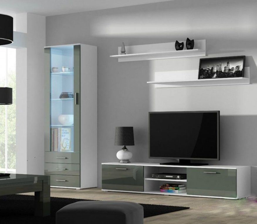 E-shop ArtCam Obývacia stena SOHO 1 Farba: Biela/sivý lesk
