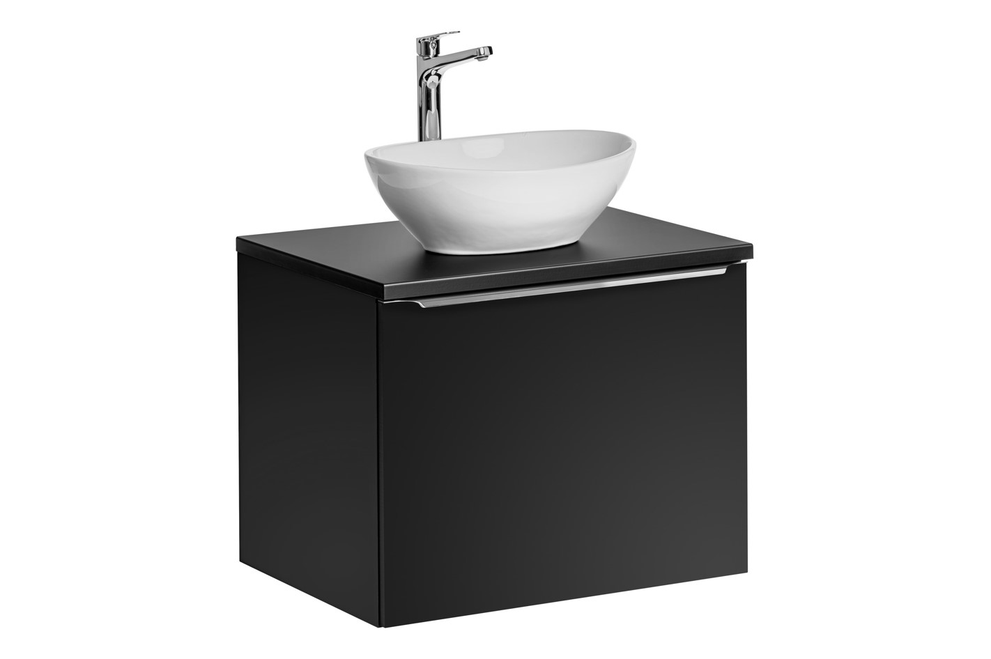 ArtCom Kúpeľňová skrinka s umývadlom a doskou SANTA FE Black DU60/2 | 60 cm
