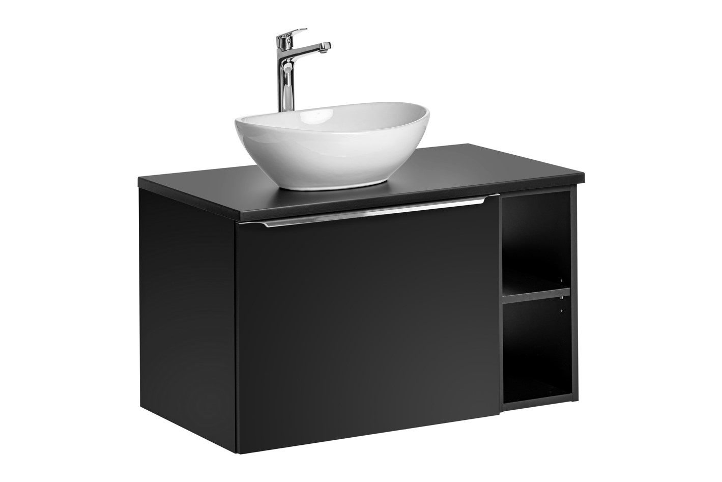 ArtCom Kúpeľňová skrinka s umývadlom a doskou SANTA FE Black DU80/3 | 80 cm