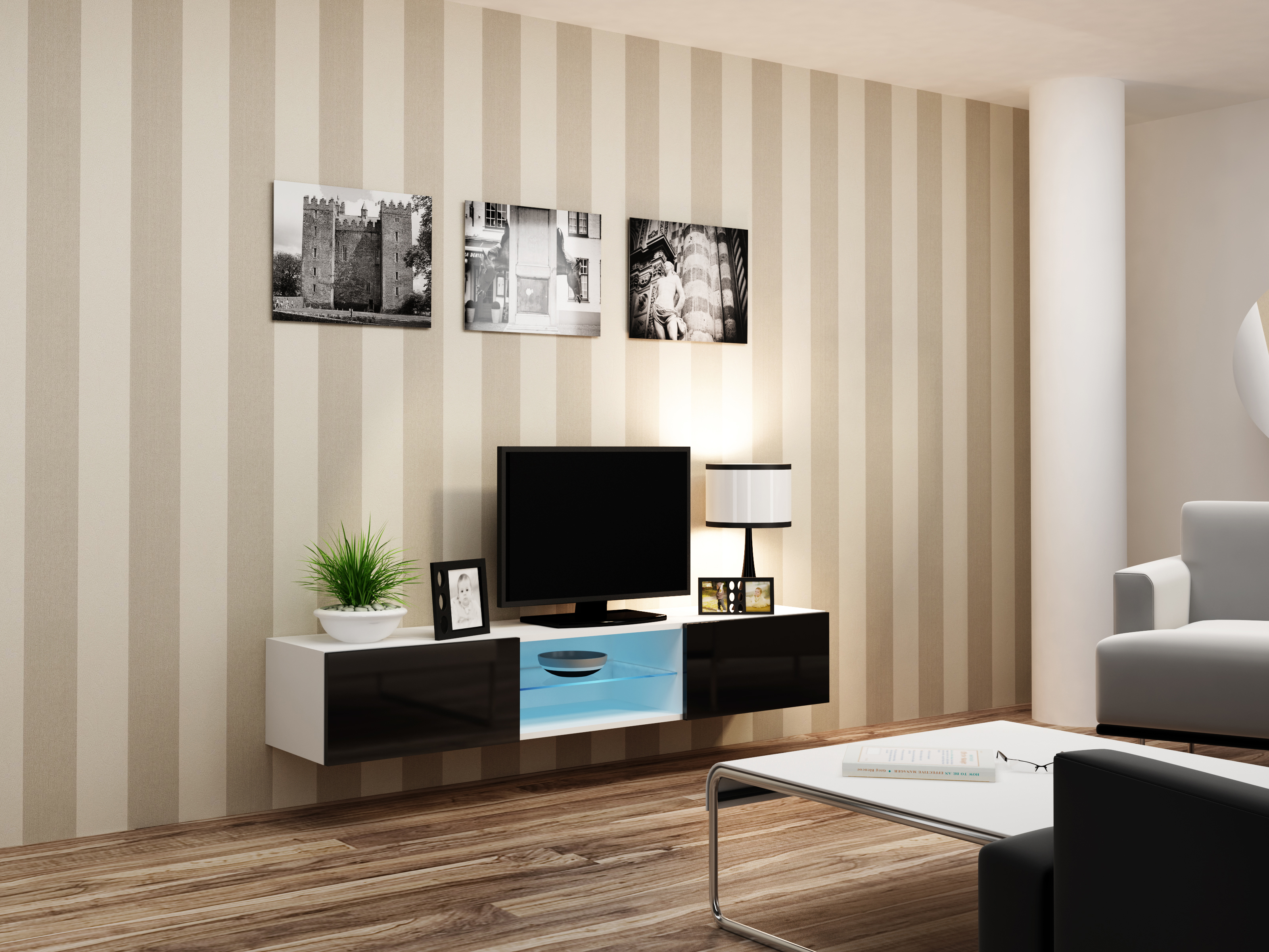 Artcam RTV Vigo / glass / biela-čierny lesk
