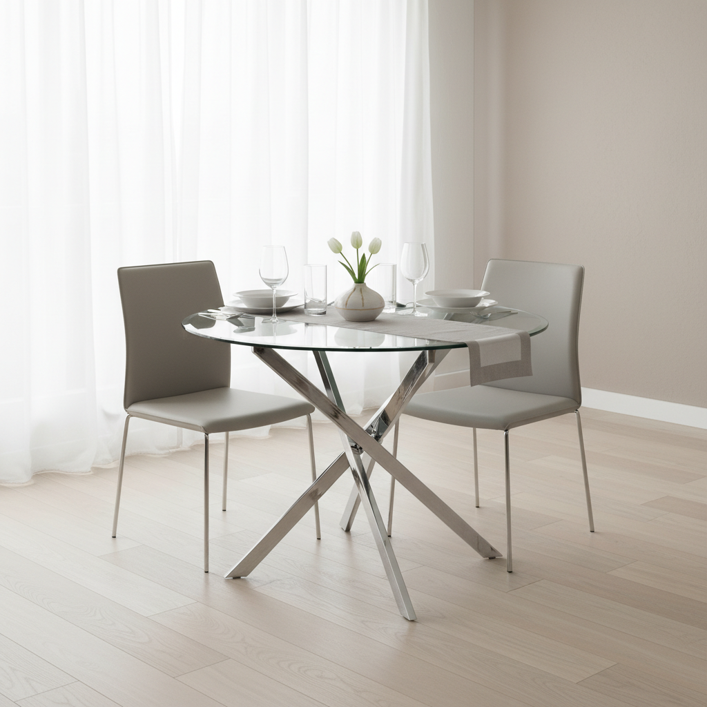 Signal Okrúhly jedálenský stôl AGIS | strieborná