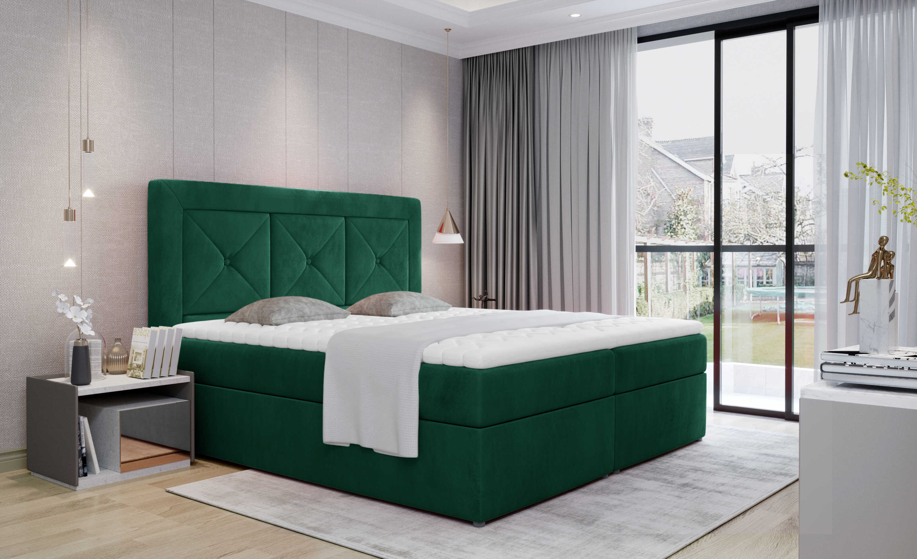 E-shop ArtElta Čalúnená manželská posteľ IDRIS | 140 x 200 cm Farebné prevedenie IDRIS: Monolith 37