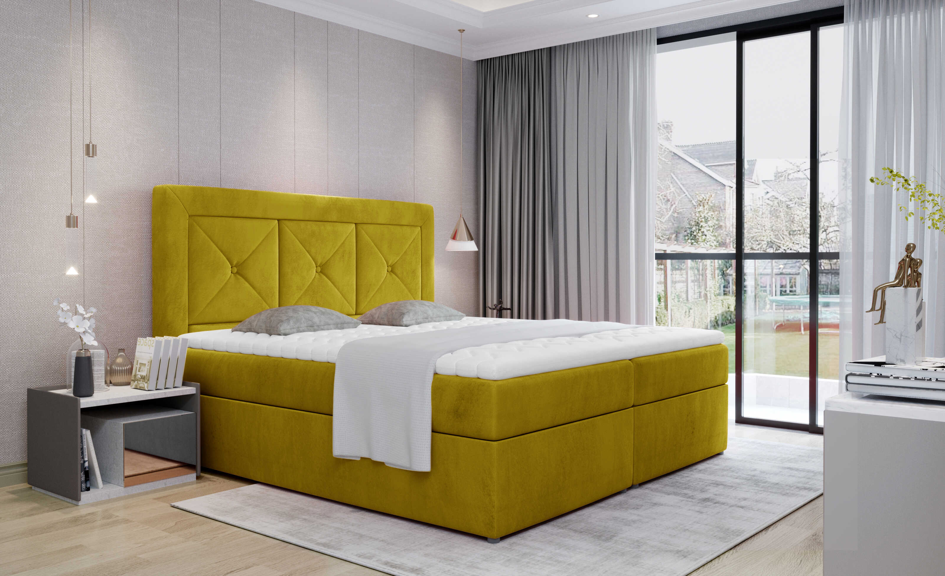 E-shop ArtElta Čalúnená manželská posteľ IDRIS | 140 x 200 cm Farebné prevedenie IDRIS: Monolith 48