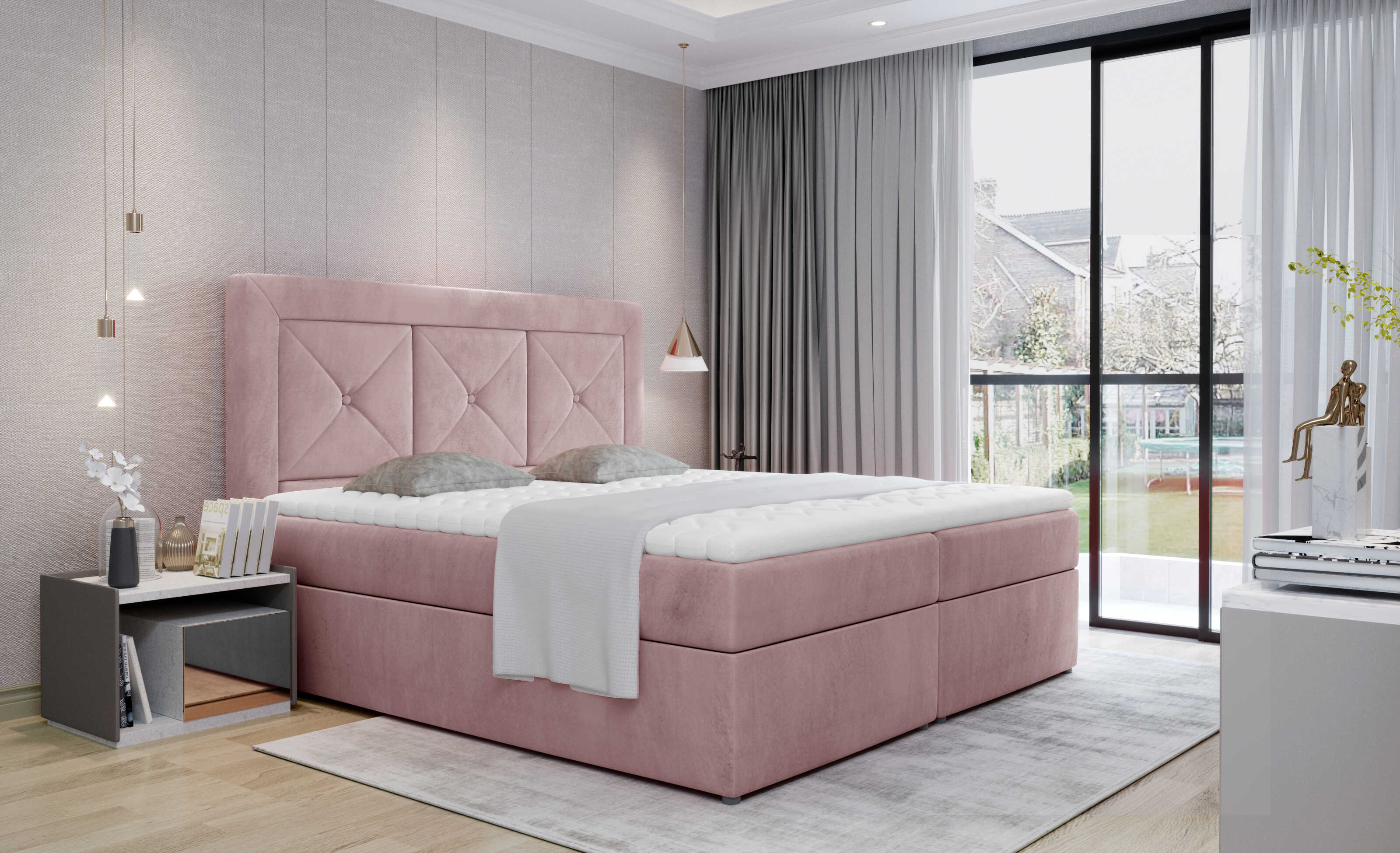 E-shop ArtElta Čalúnená manželská posteľ IDRIS | 140 x 200 cm Farebné prevedenie IDRIS: Monolith 63