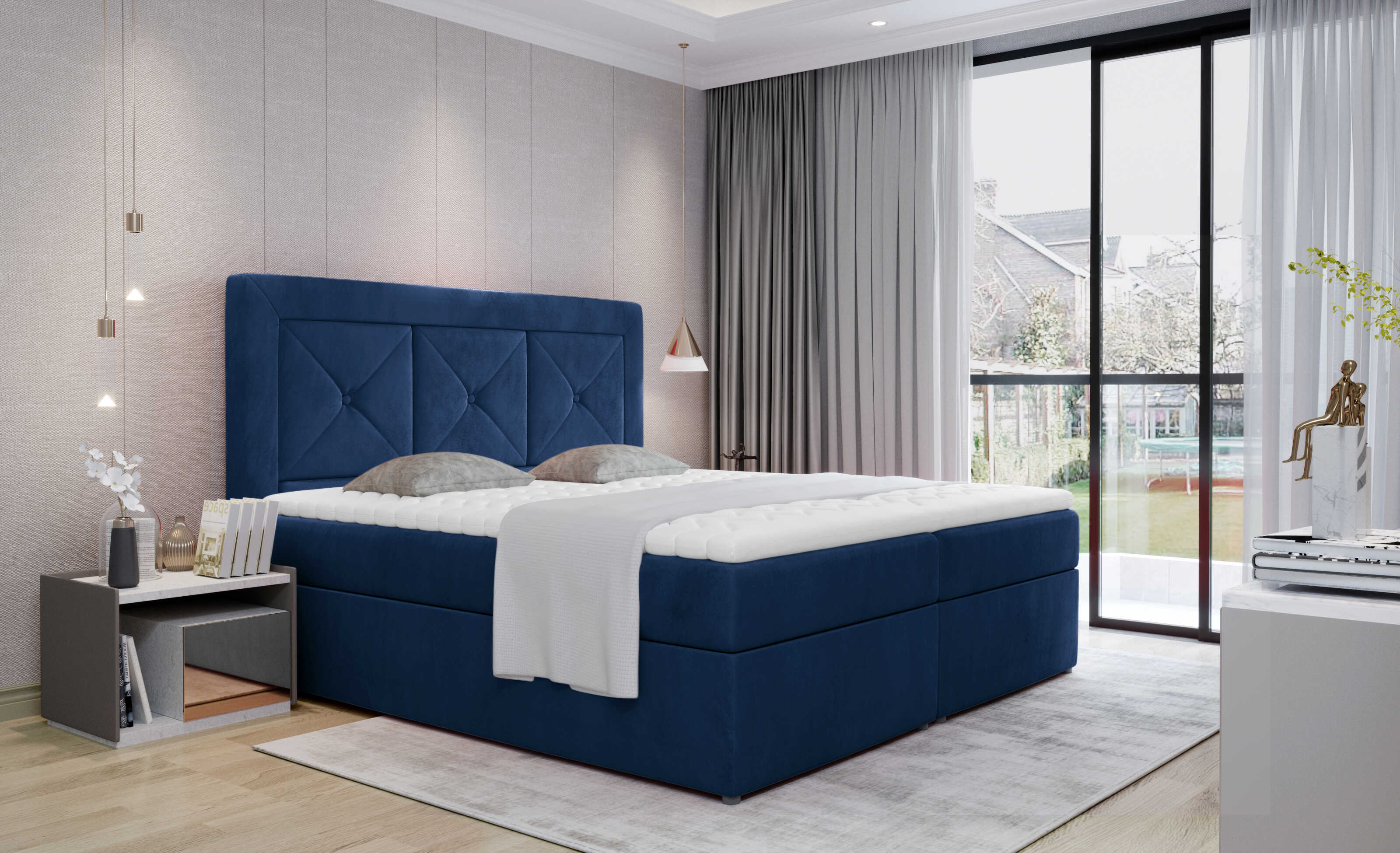 E-shop ArtElta Čalúnená manželská posteľ IDRIS | 140 x 200 cm Farebné prevedenie IDRIS: Monolith 77