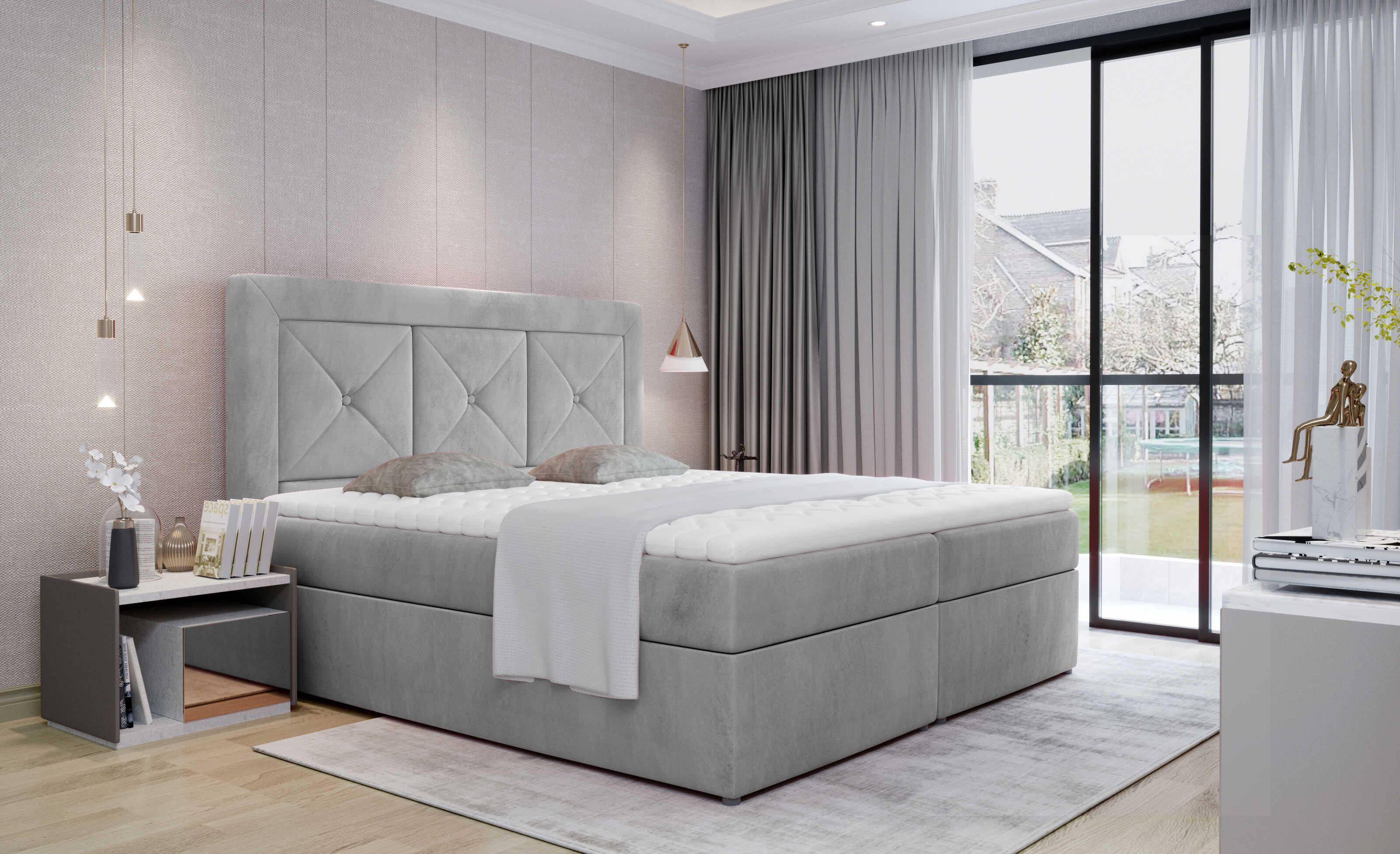 E-shop ArtElta Čalúnená manželská posteľ IDRIS | 140 x 200 cm Farebné prevedenie IDRIS: Monolith 84