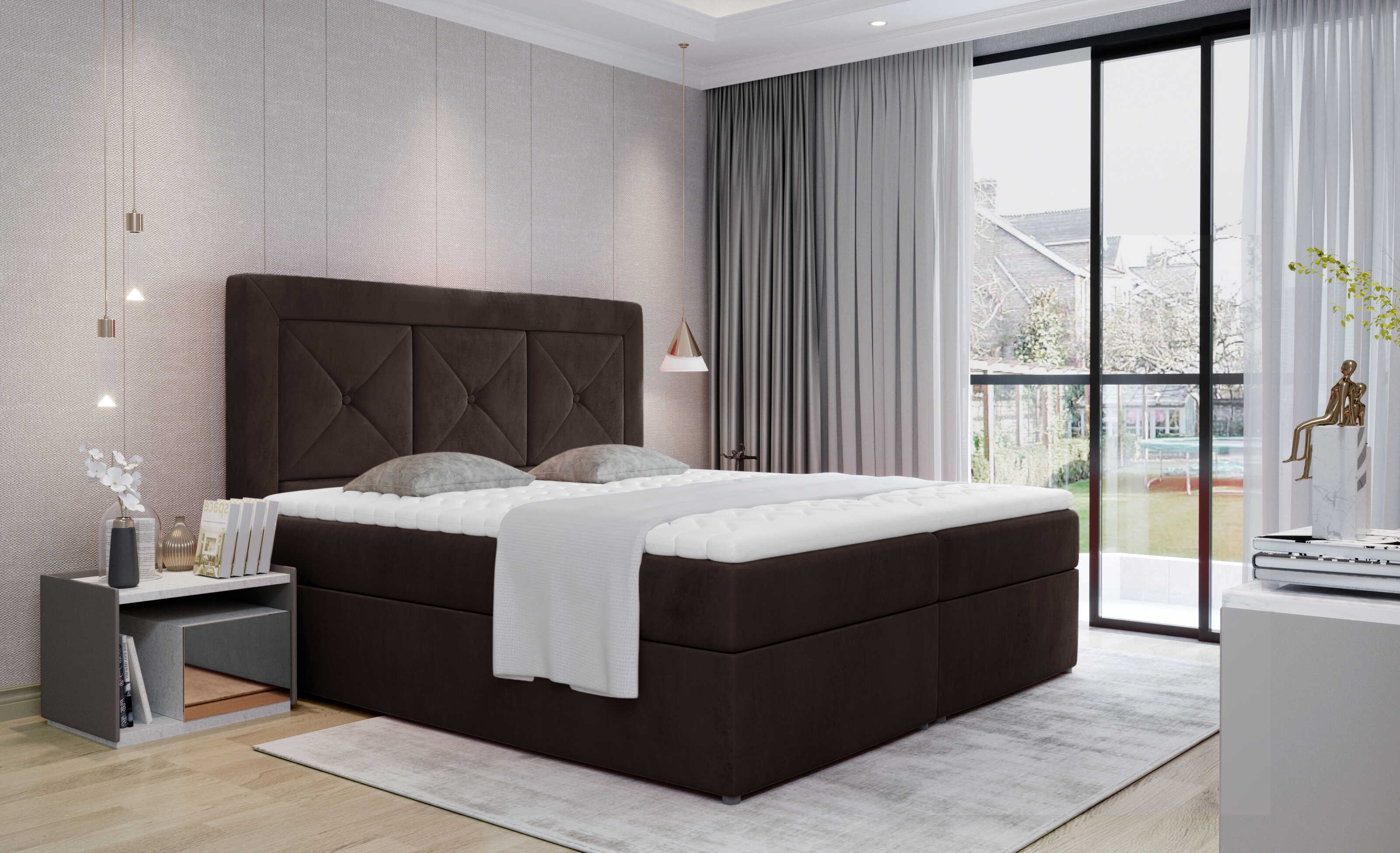 E-shop ArtElta Čalúnená manželská posteľ IDRIS | 140 x 200 cm Farebné prevedenie IDRIS: Matt Velvet 29