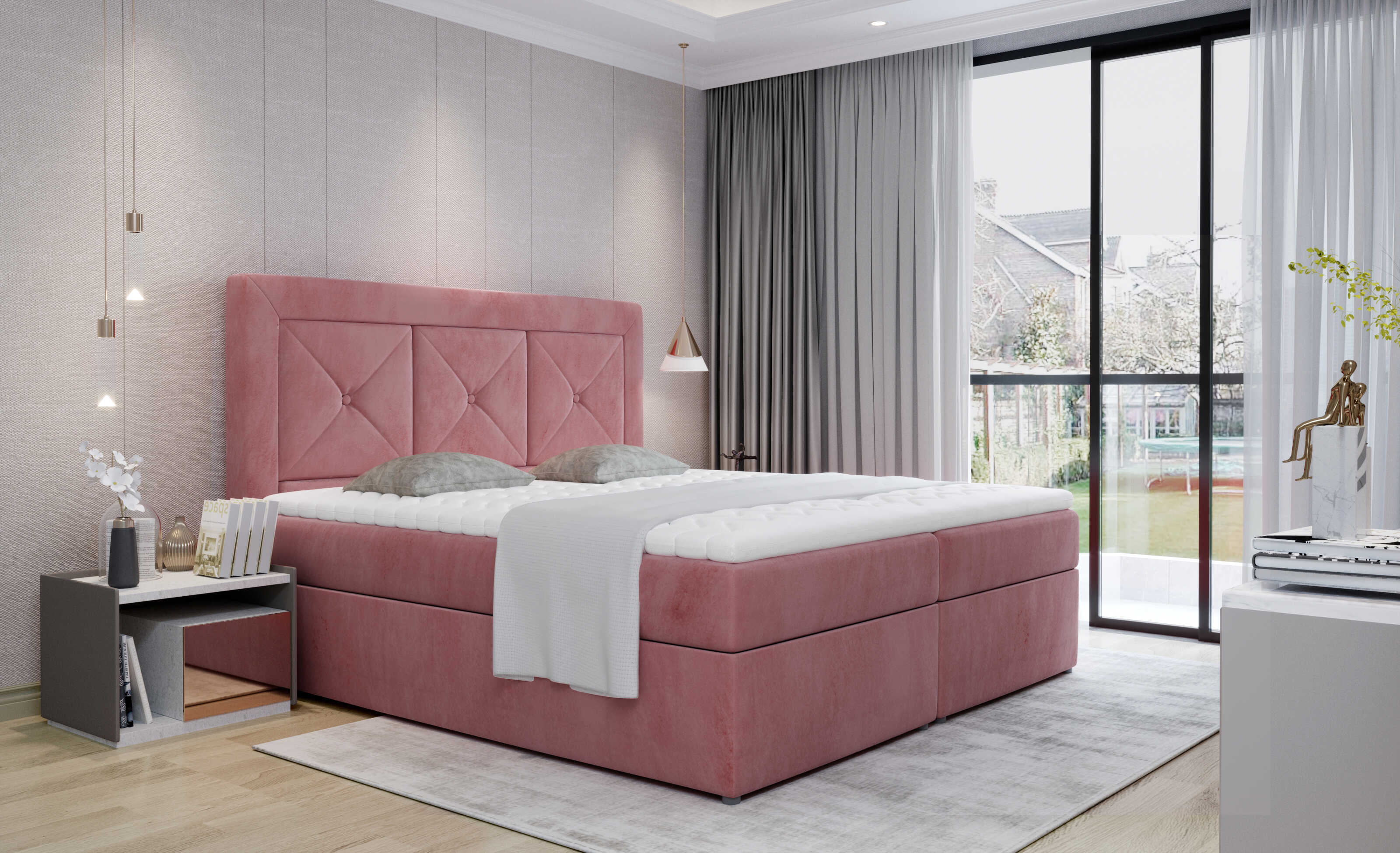 E-shop ArtElta Čalúnená manželská posteľ IDRIS | 140 x 200 cm Farebné prevedenie IDRIS: Matt Velvet 63