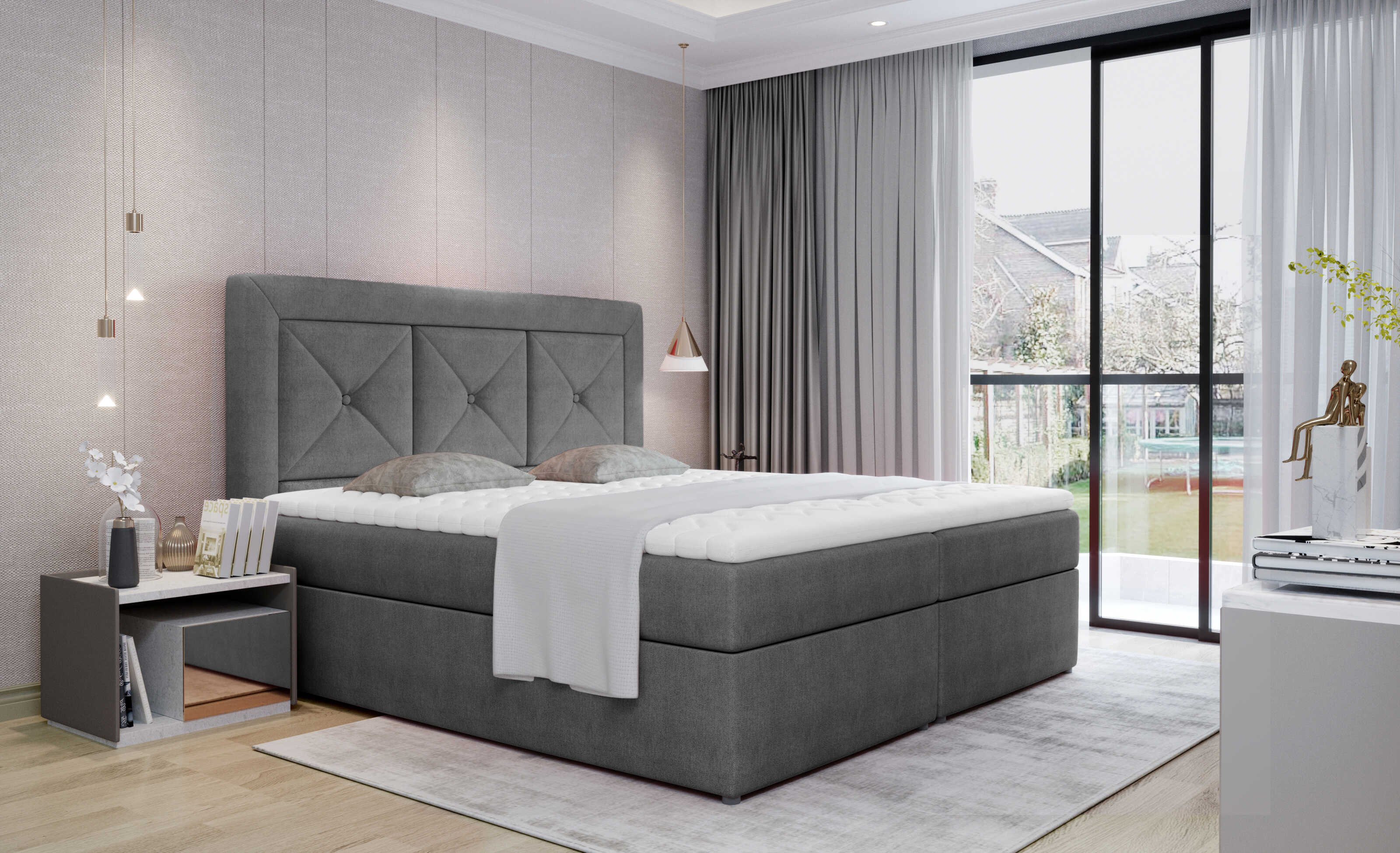 E-shop ArtElta Čalúnená manželská posteľ IDRIS | 140 x 200 cm Farebné prevedenie IDRIS: Omega 13