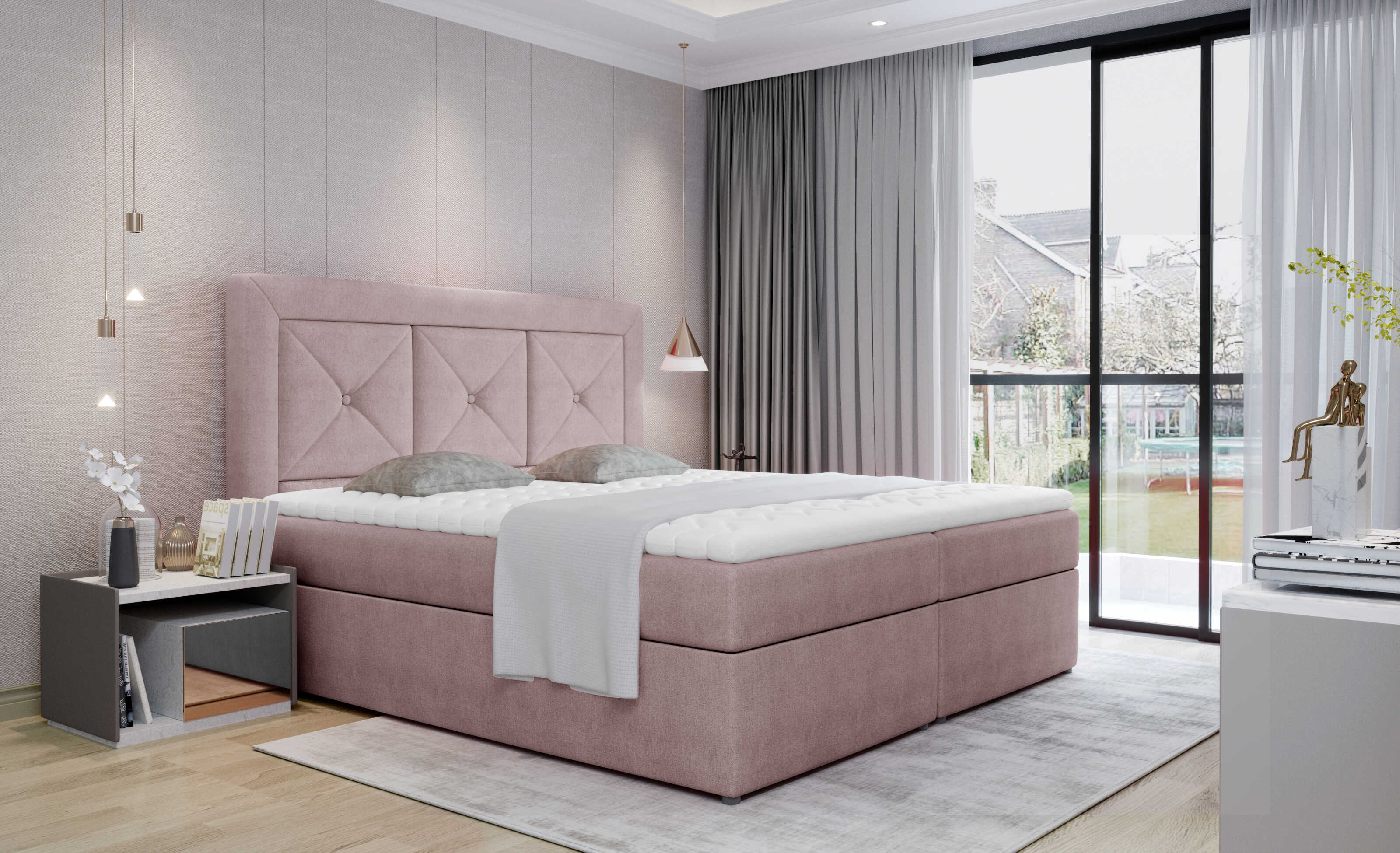 E-shop ArtElta Čalúnená manželská posteľ IDRIS | 140 x 200 cm Farebné prevedenie IDRIS: Omega 91