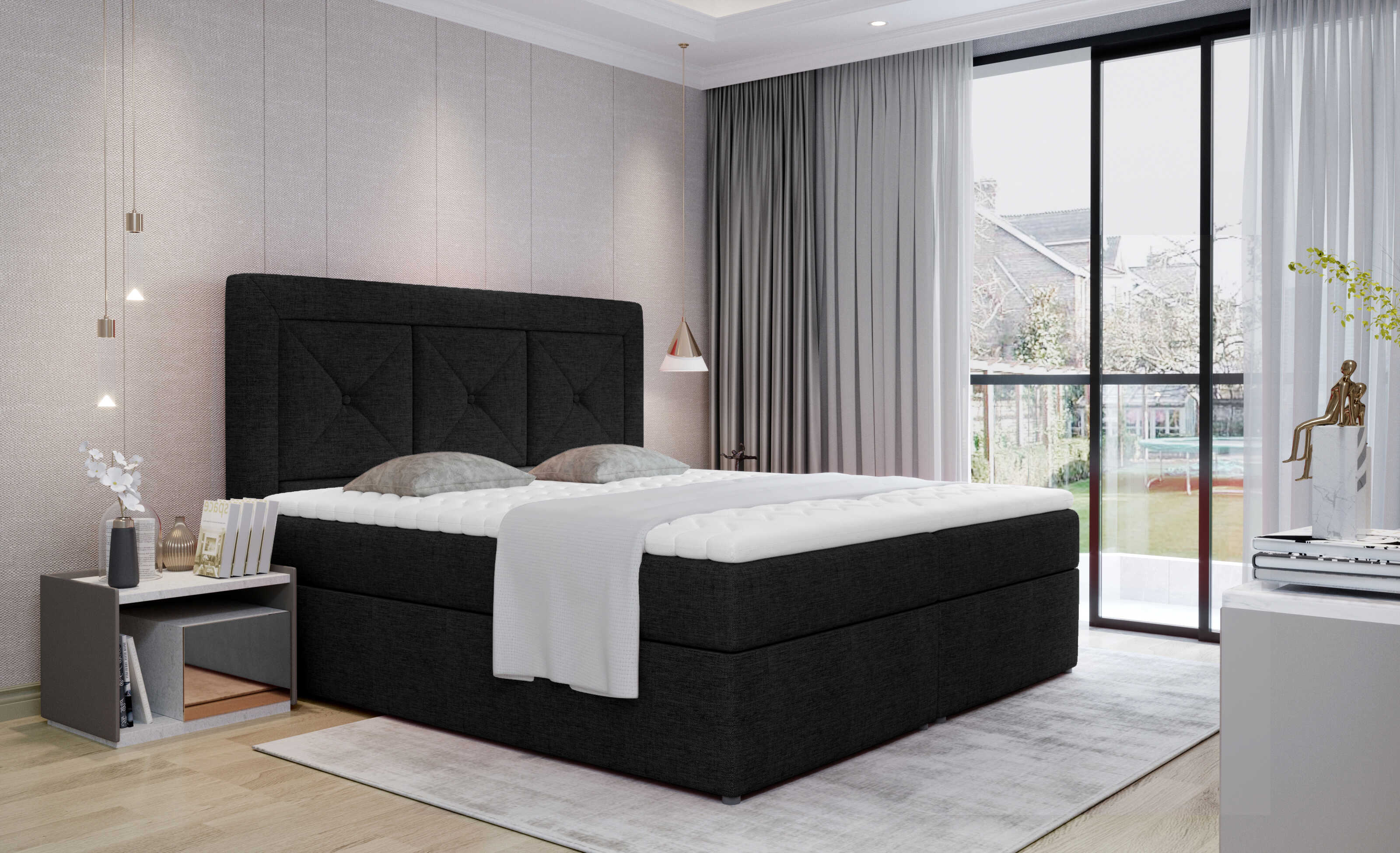 E-shop ArtElta Čalúnená manželská posteľ IDRIS | 140 x 200 cm Farebné prevedenie IDRIS: Sawana 14