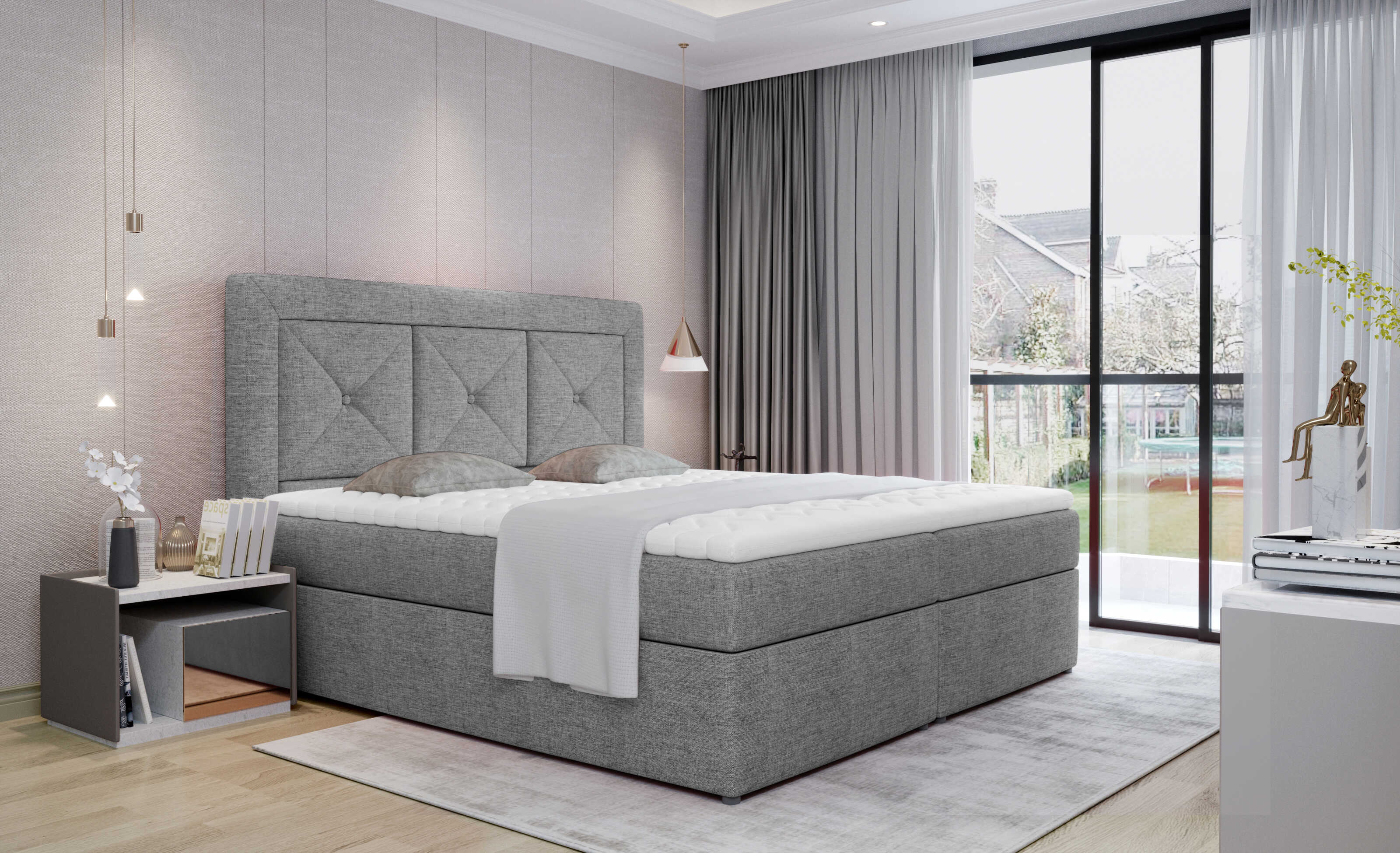 E-shop ArtElta Čalúnená manželská posteľ IDRIS | 140 x 200 cm Farebné prevedenie IDRIS: Sawana 21
