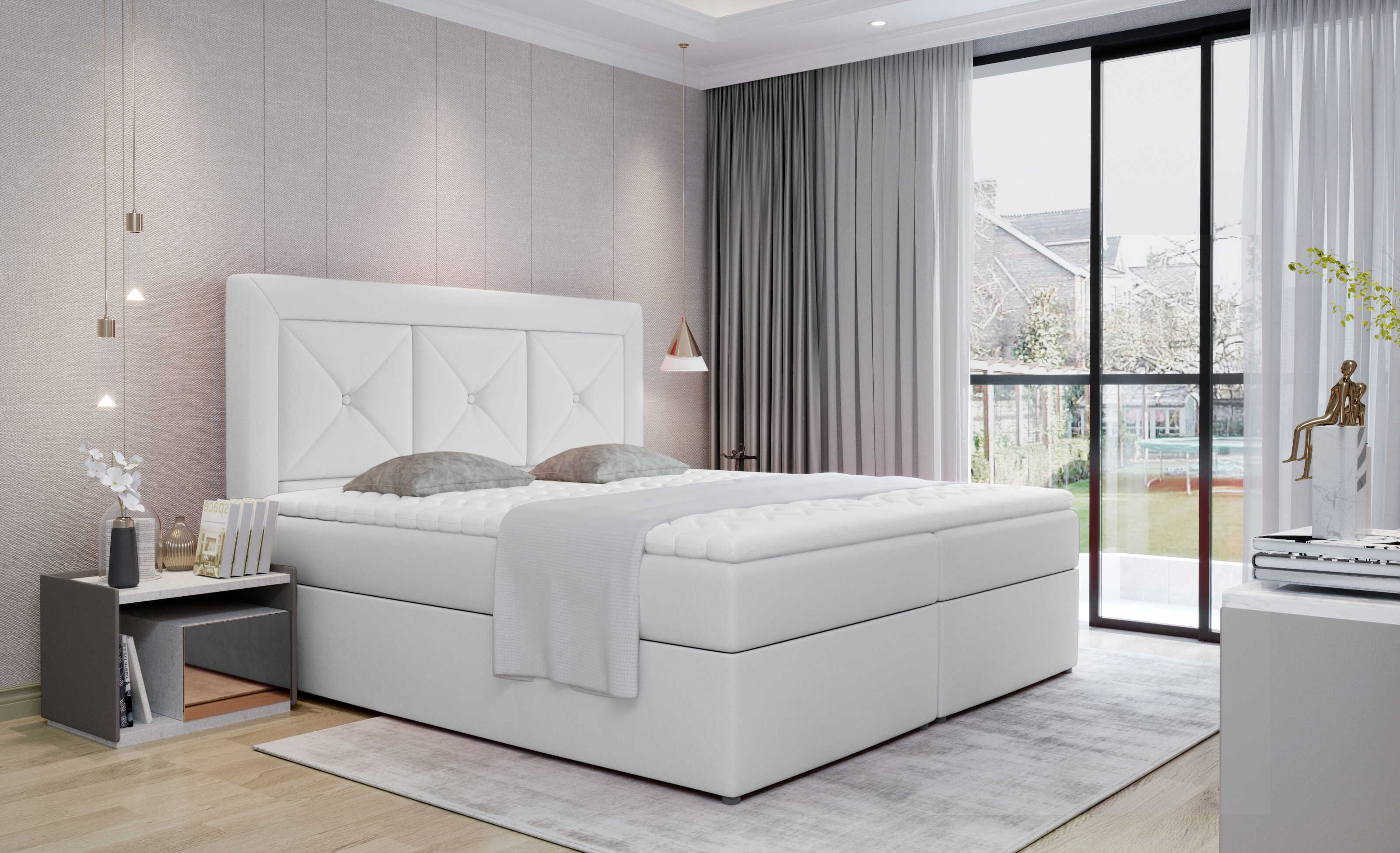 E-shop ArtElta Čalúnená manželská posteľ IDRIS | 140 x 200 cm Farebné prevedenie IDRIS: Soft 17