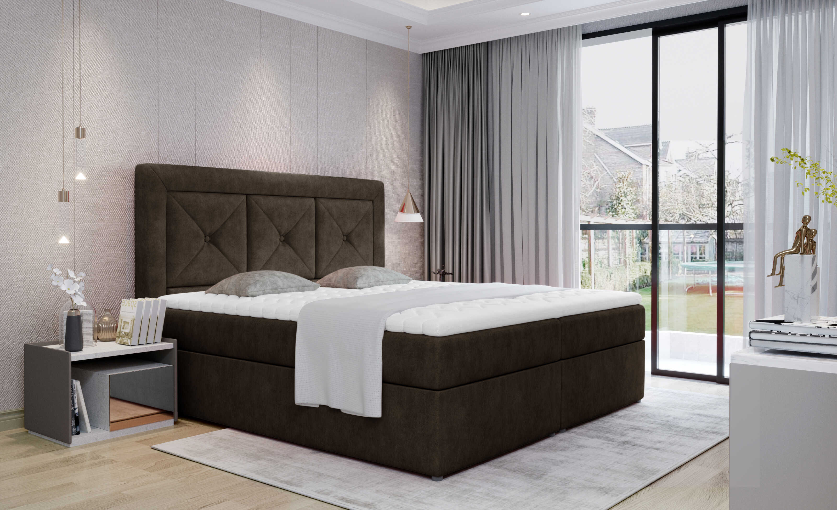 E-shop ArtElta Čalúnená manželská posteľ IDRIS | 140 x 200 cm Farebné prevedenie IDRIS: Dora 28