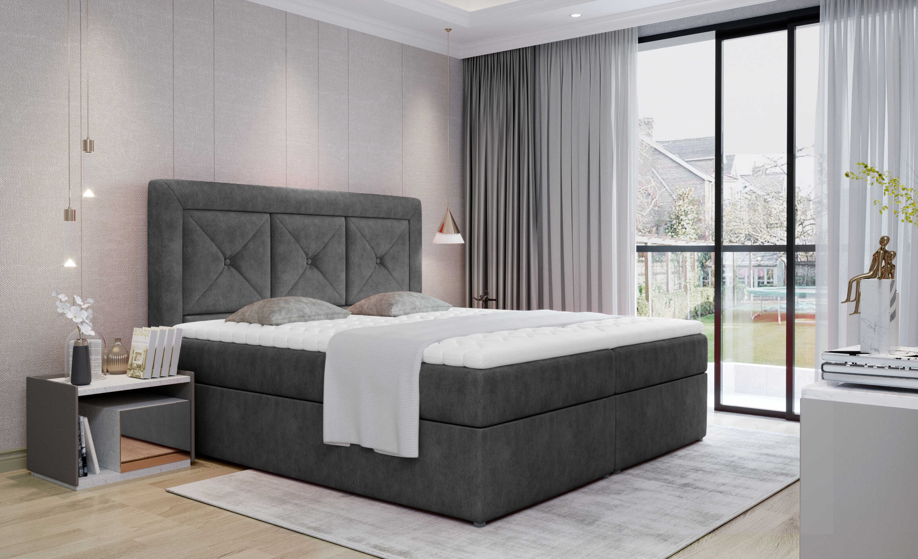 E-shop ArtElta Čalúnená manželská posteľ IDRIS | 140 x 200 cm Farebné prevedenie IDRIS: Dora 95