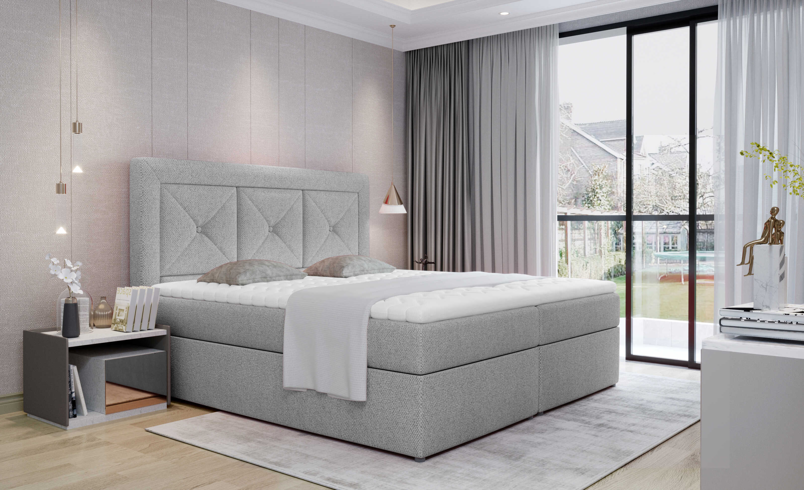 E-shop ArtElta Čalúnená manželská posteľ IDRIS | 140 x 200 cm Farebné prevedenie IDRIS: Grande 81