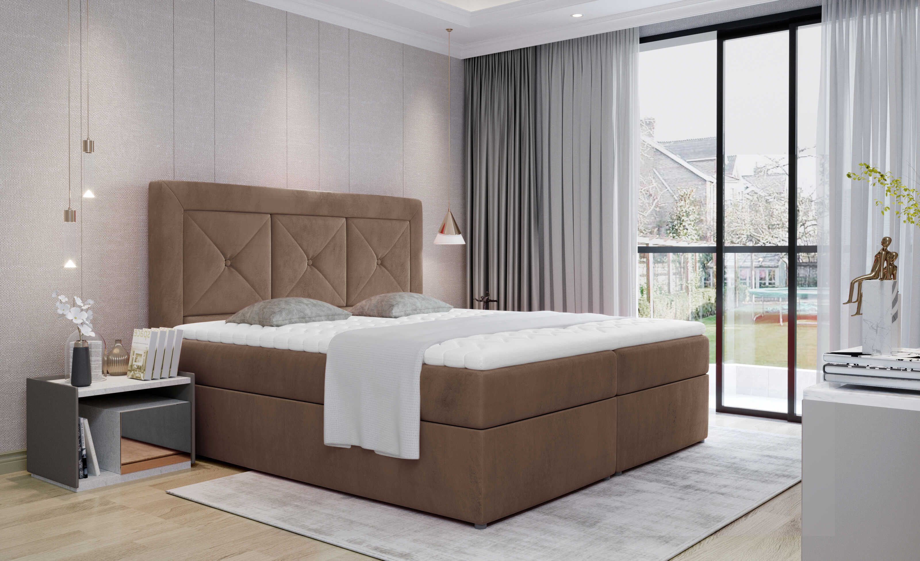 E-shop ArtElta Čalúnená manželská posteľ IDRIS | 140 x 200 cm Farebné prevedenie IDRIS: Monolith 09