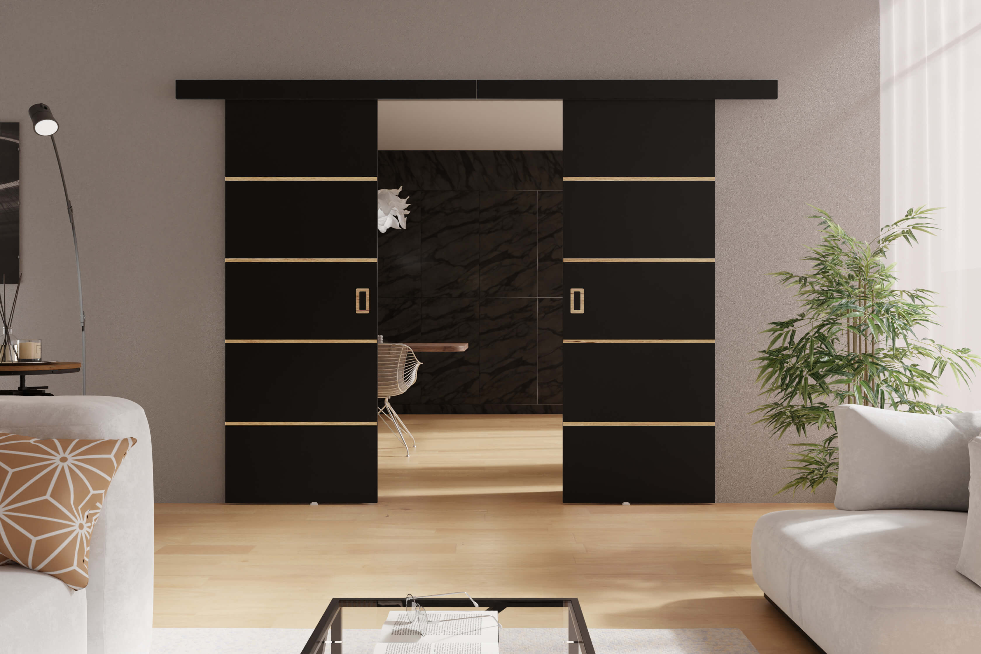 KIER Posuvné dvere WERDI DUO PLUS | 132 cm Farba: Čierna