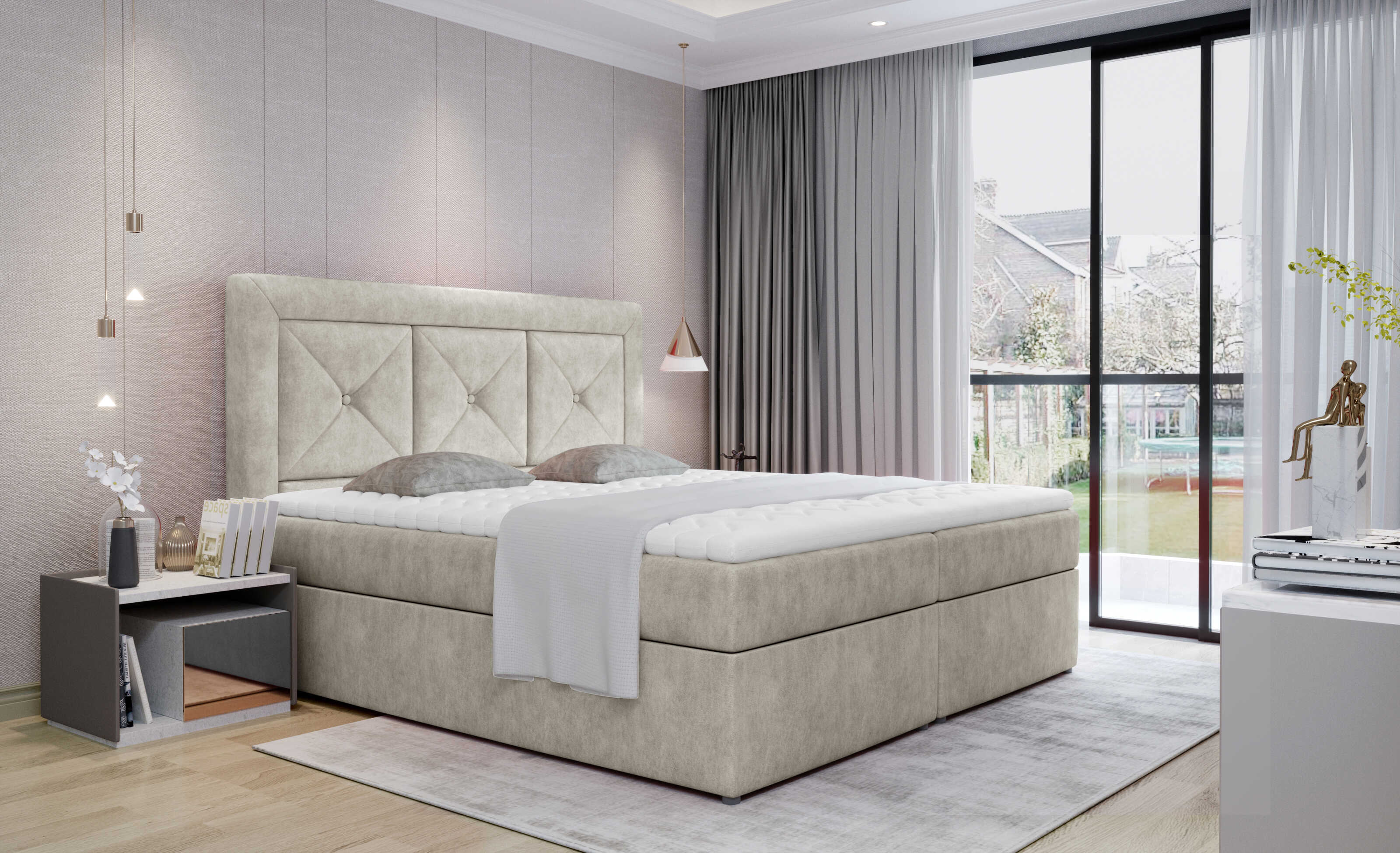 E-shop ArtElta Čalúnená manželská posteľ IDRIS | 160 x 200 cm Farebné prevedenie IDRIS: Dora 21