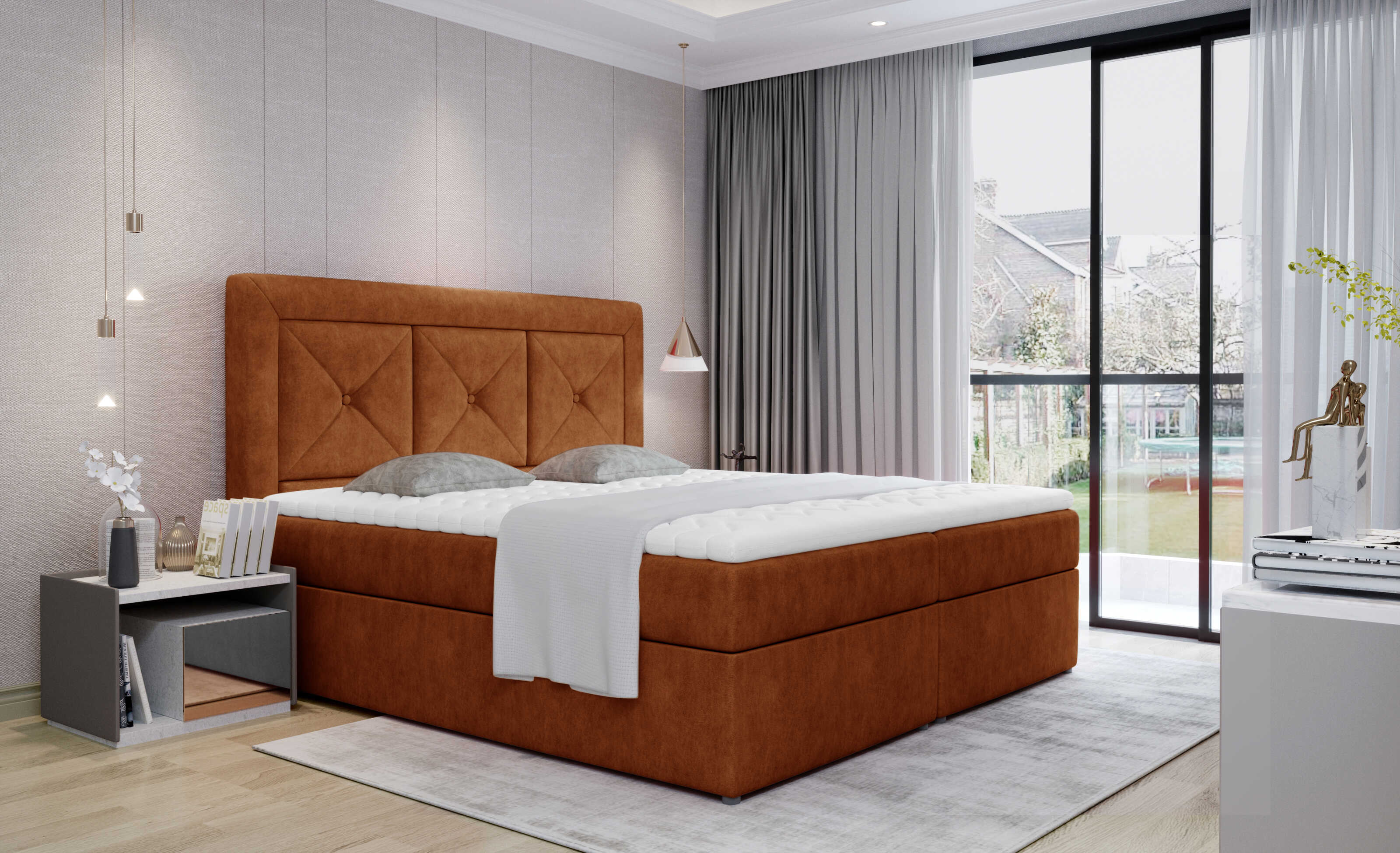 E-shop ArtElta Čalúnená manželská posteľ IDRIS | 160 x 200 cm Farebné prevedenie IDRIS: Dora 63