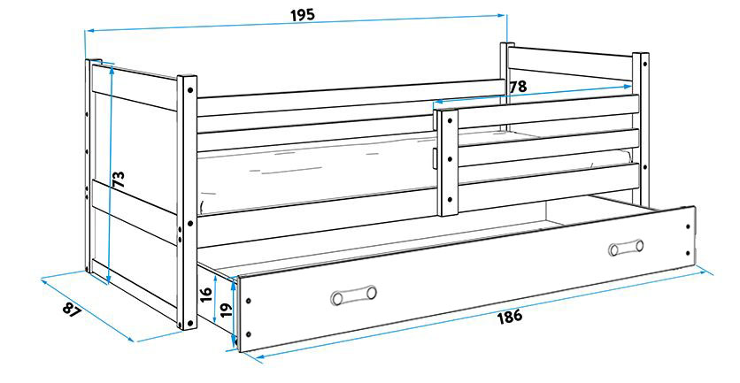 BMS Detská posteľ RICO 1 / BIELA 190x80 Farba: Zelená