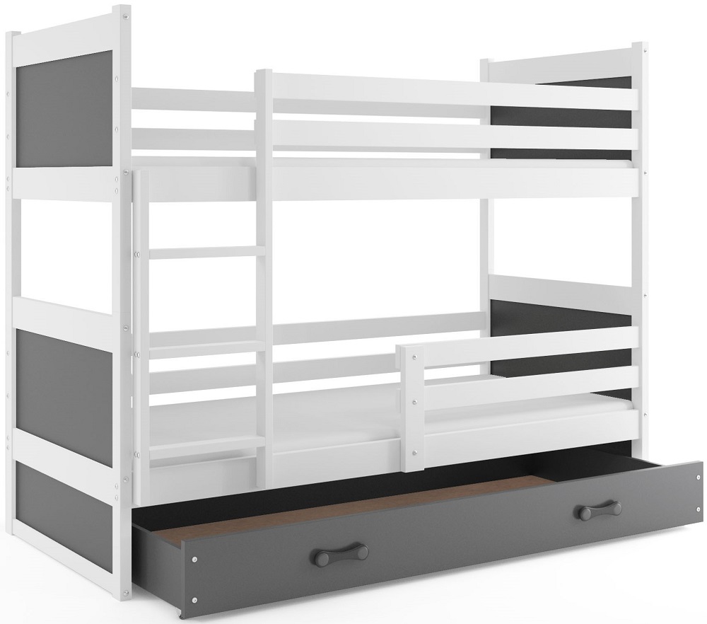 BMS Detská poschodová posteľ RICO / BIELA 160x80 Farba: Modrá