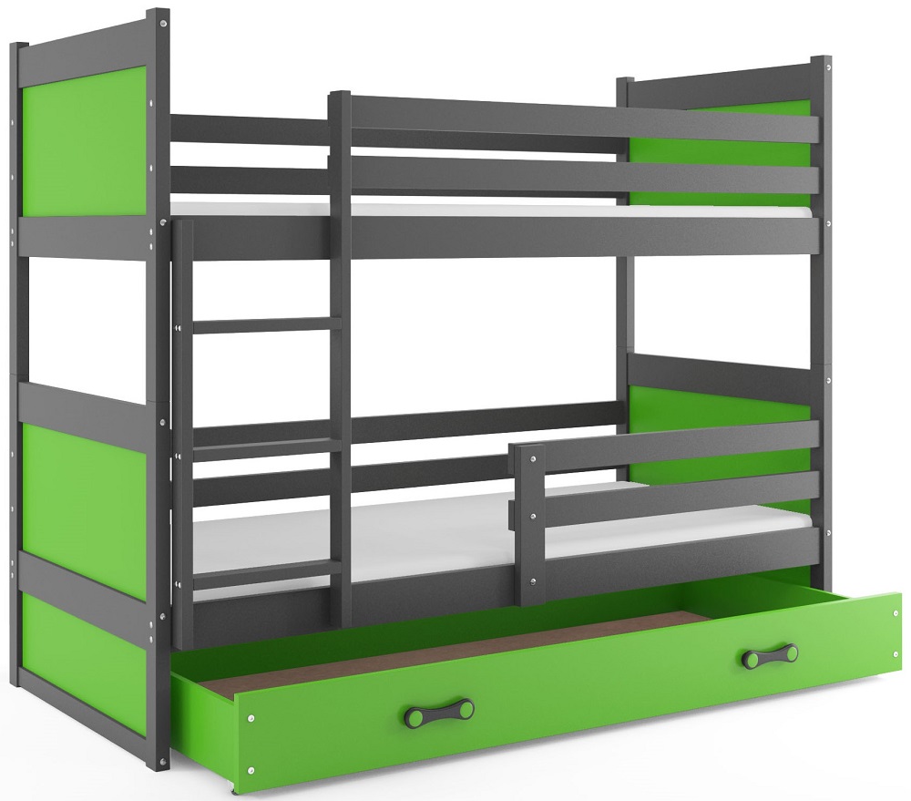 E-shop BMS Detská poschodová posteľ RICO | sivá 80 x 160 cm Farba: Zelená