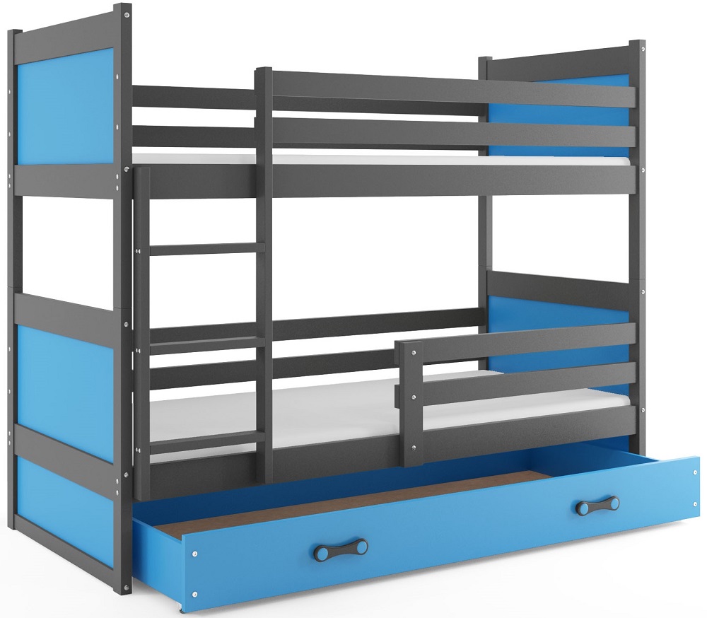 E-shop BMS Detská poschodová posteľ RICO | sivá 80 x 160 cm Farba: Modrá