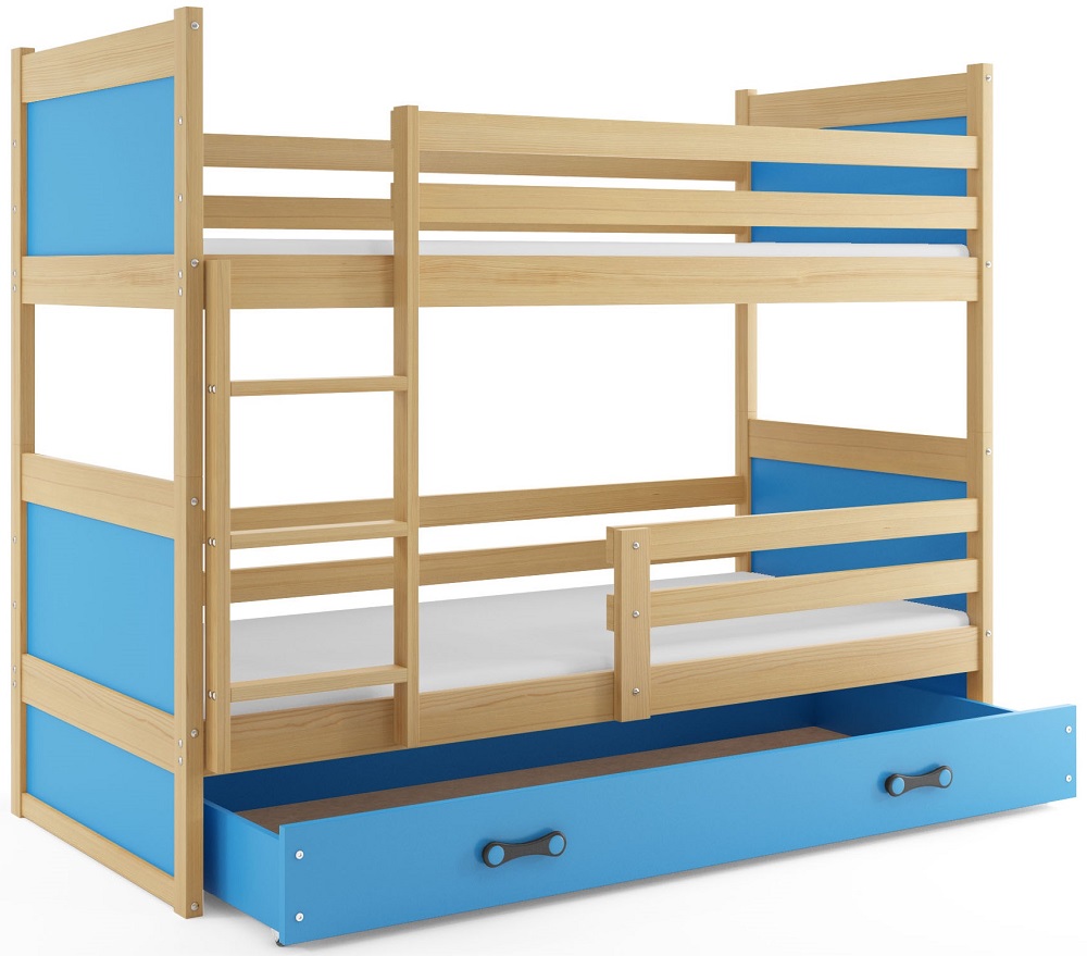 E-shop BMS Detská poschodová posteľ RICO | borovica 80 x 190 cm Farba: Modrá