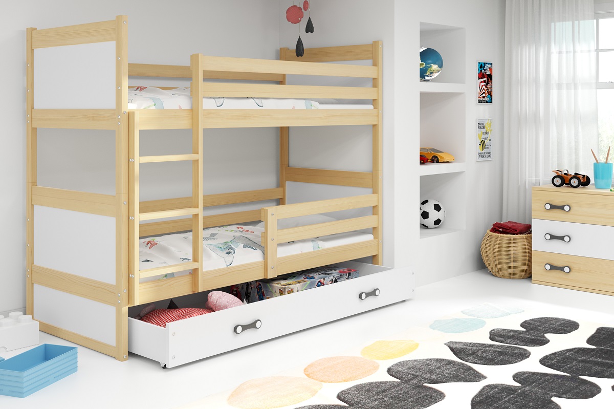 E-shop BMS Detská poschodová posteľ RICO | borovica 90 x 200 cm Farba: Biela