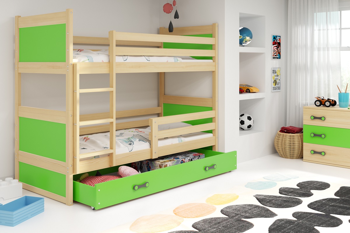 E-shop BMS Detská poschodová posteľ RICO | borovica 90 x 200 cm Farba: Zelená
