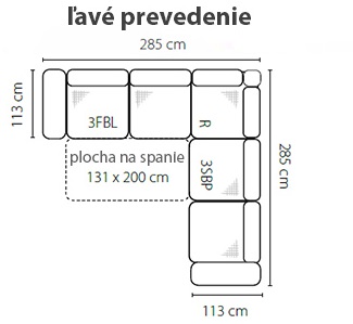 E-shop Stagra Rohová sedacia súprava MELLO Prevedenie: Ľavé - 3FBL+R+3SBP