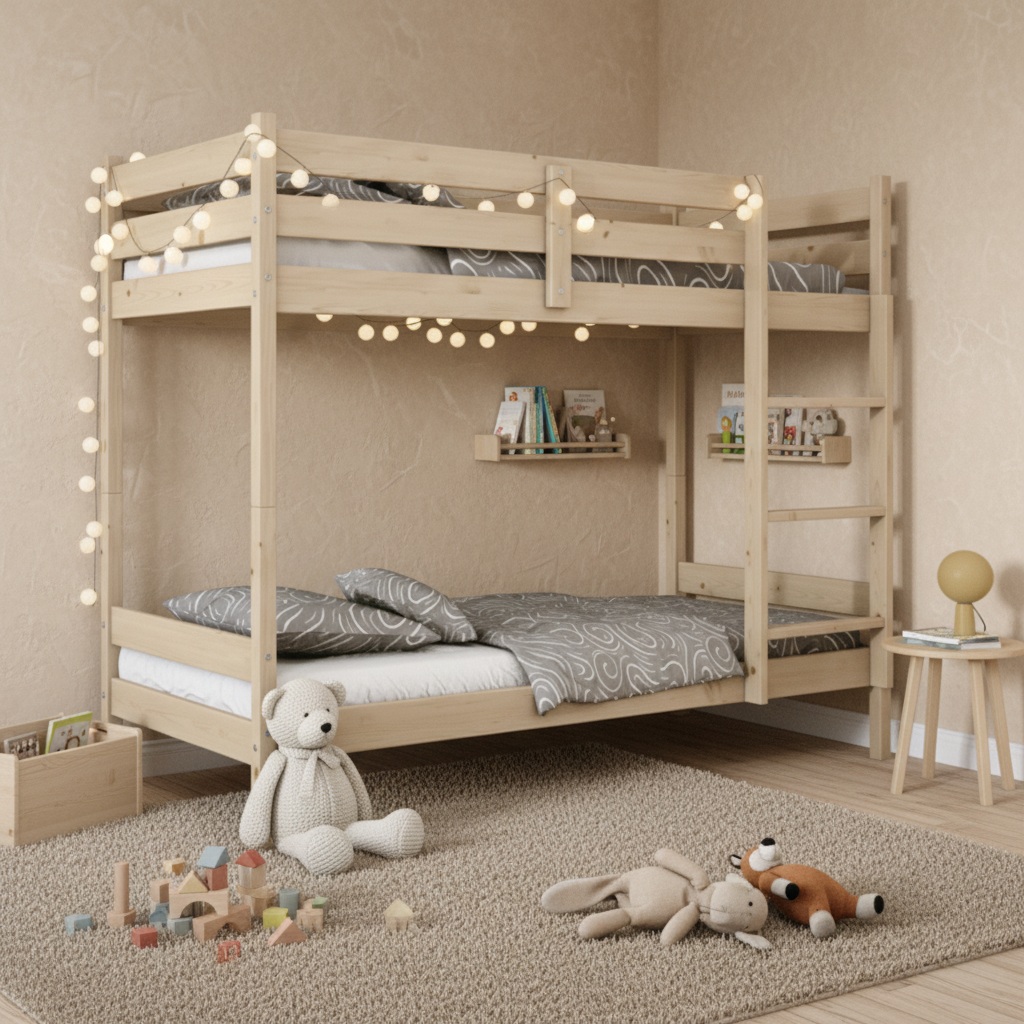 Elvisia Drevená poschodová posteľ AVA s roštom | borovica 80 x 200 cm