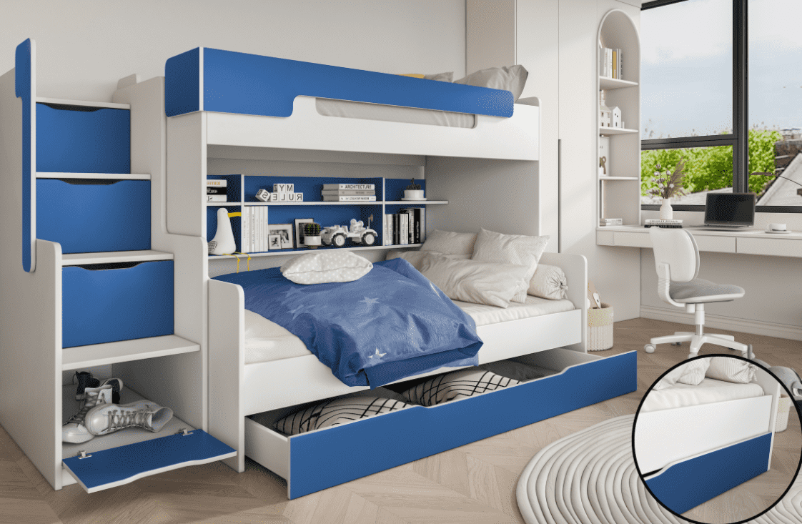 E-shop ArtBed Detská poschodová posteľ HARRY | biela/modrá