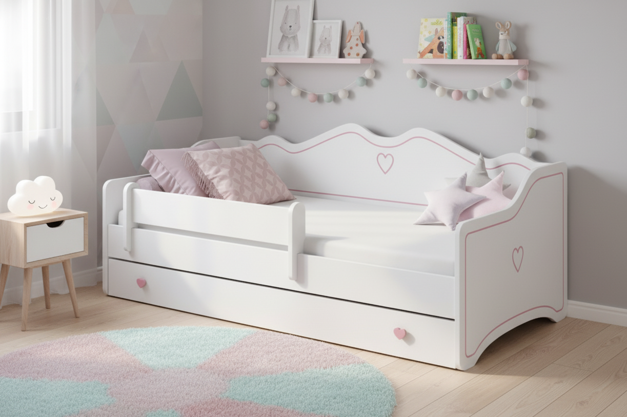 ArtAdrk Detská posteľ EMKA | biela/ružová 80 x 160 cm