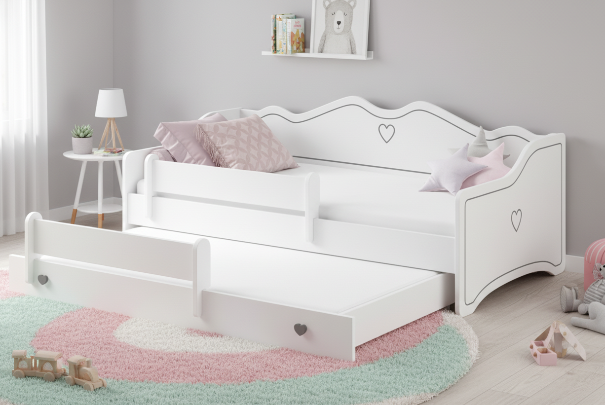 ArtAdrk Detská posteľ s prístelkou EMKA II | biela/sivá 80 x 160 cm