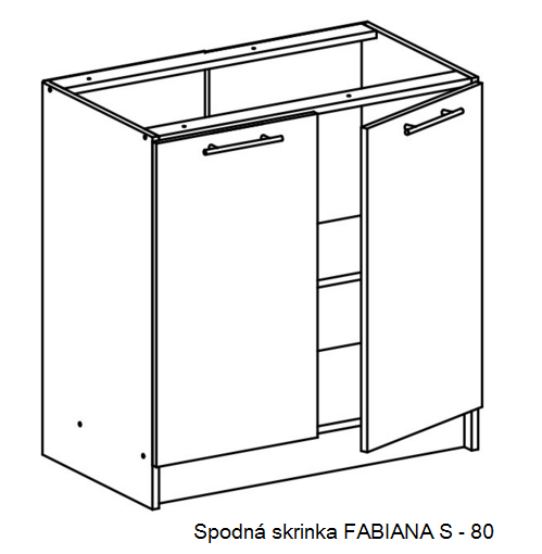 Tempo Kondela Kuchynská linka FABIANA / biela FABIANA: Spodná skrinka FABIANA S-80 / (ŠxVxH) 80x82x46 cm