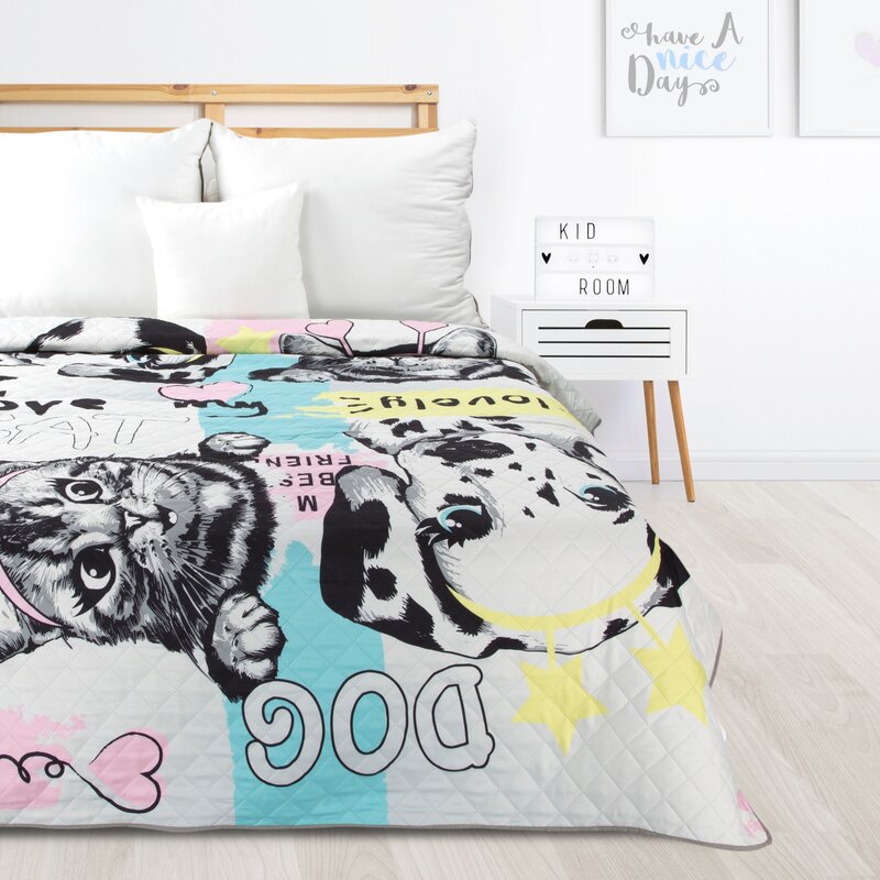 ArtFir Prikrývka na posteľ KID 15 | biela 170 x 210 cm
