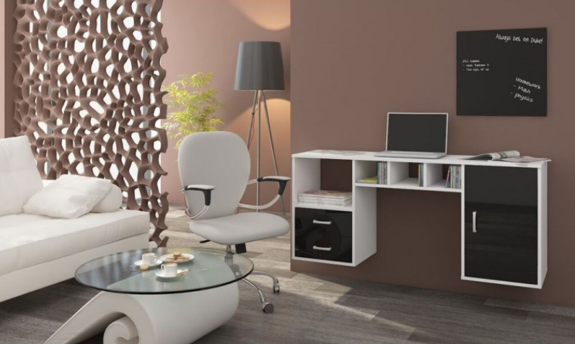 ArtCross Závesný PC stolík Hanger Farba: Biela / čierny lesk