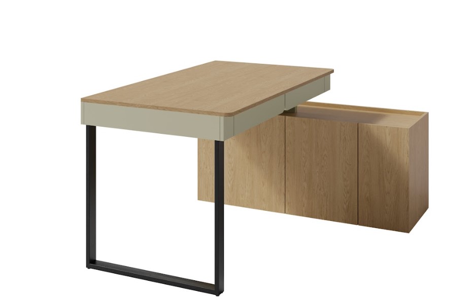 Meblar Písací stolík LUCA LC10 s komodou | eukalyptus/dub baltic
